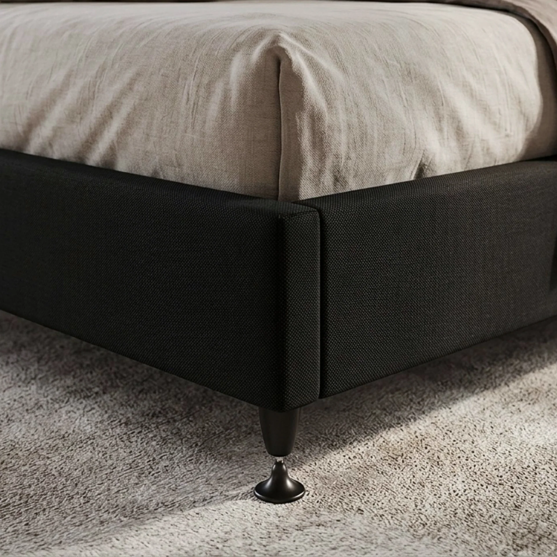 Vinson Fabric King Single Bed Base - Black - Image 5