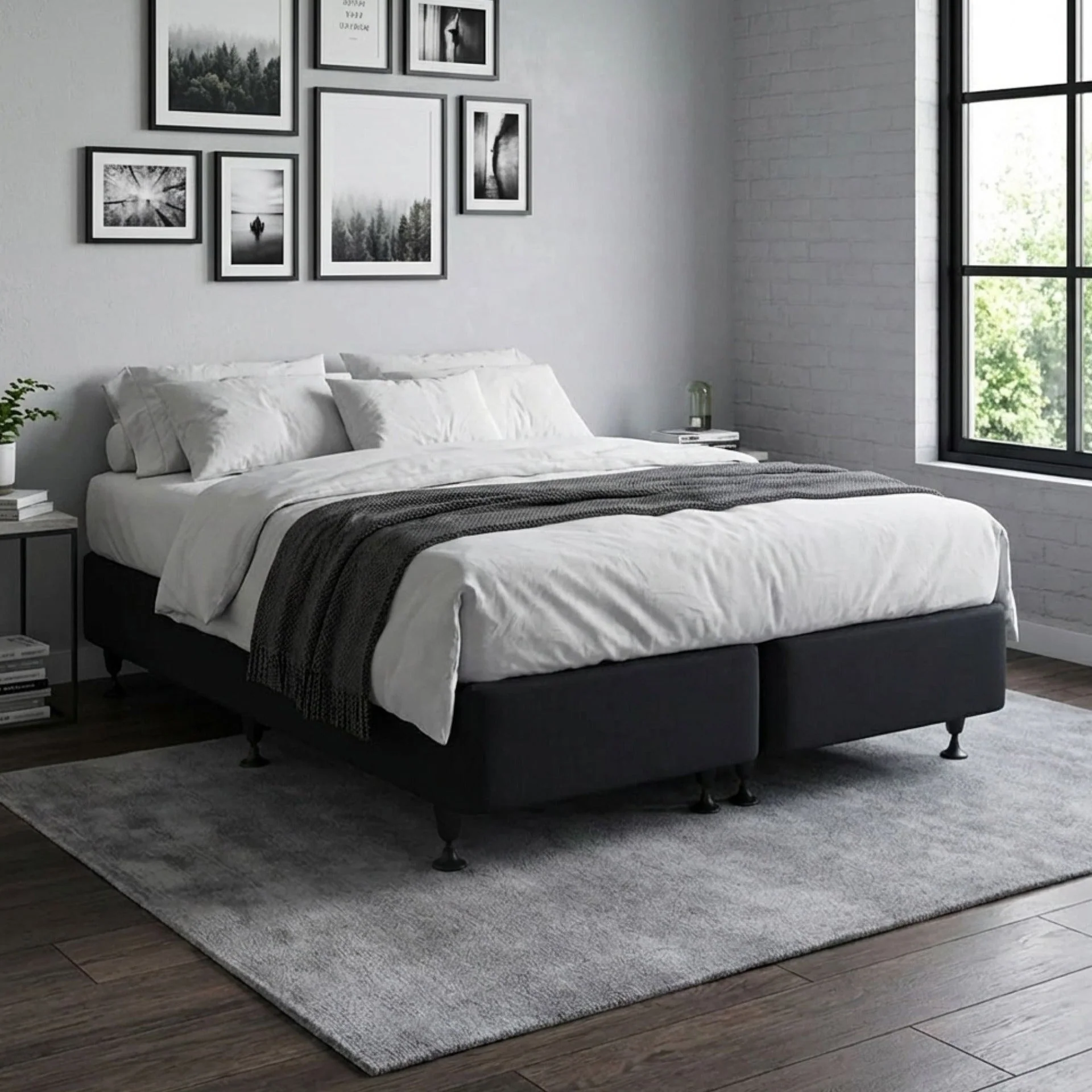 Vinson Fabric King Split Bed Base - Black