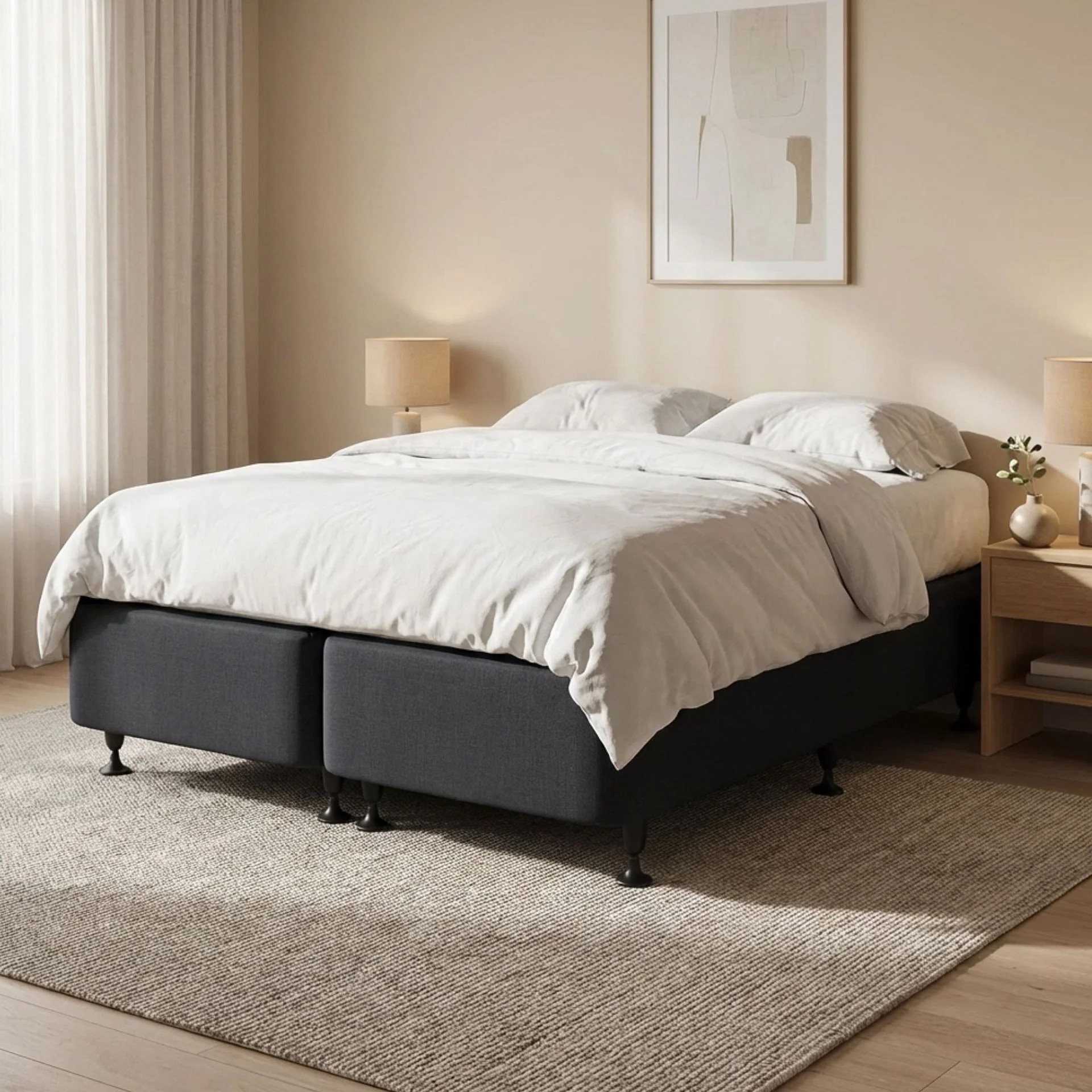 Vinson Fabric King Split Bed Base - Black - Image 3
