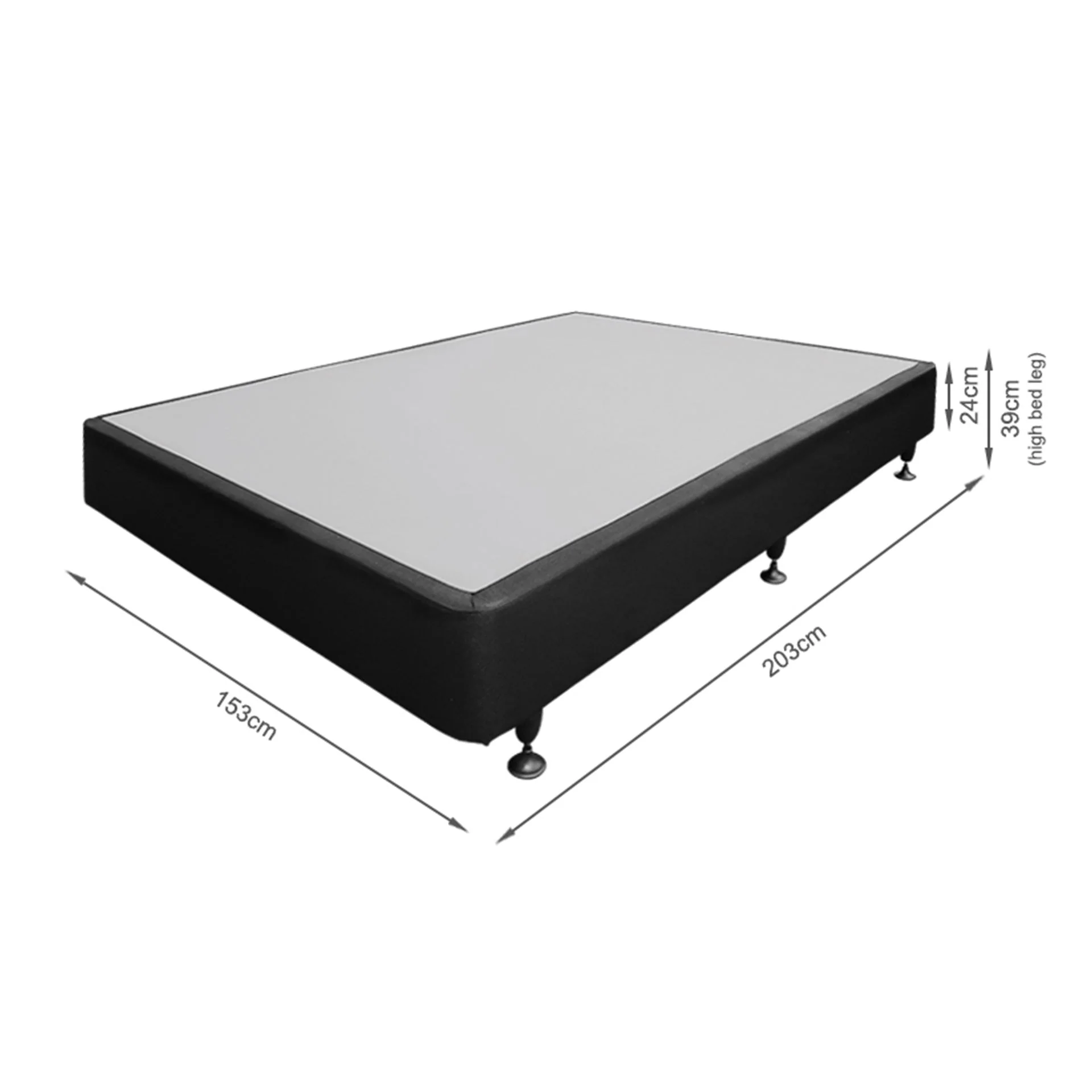 Vinson Fabric Queen Bed Base - Black - Image 12