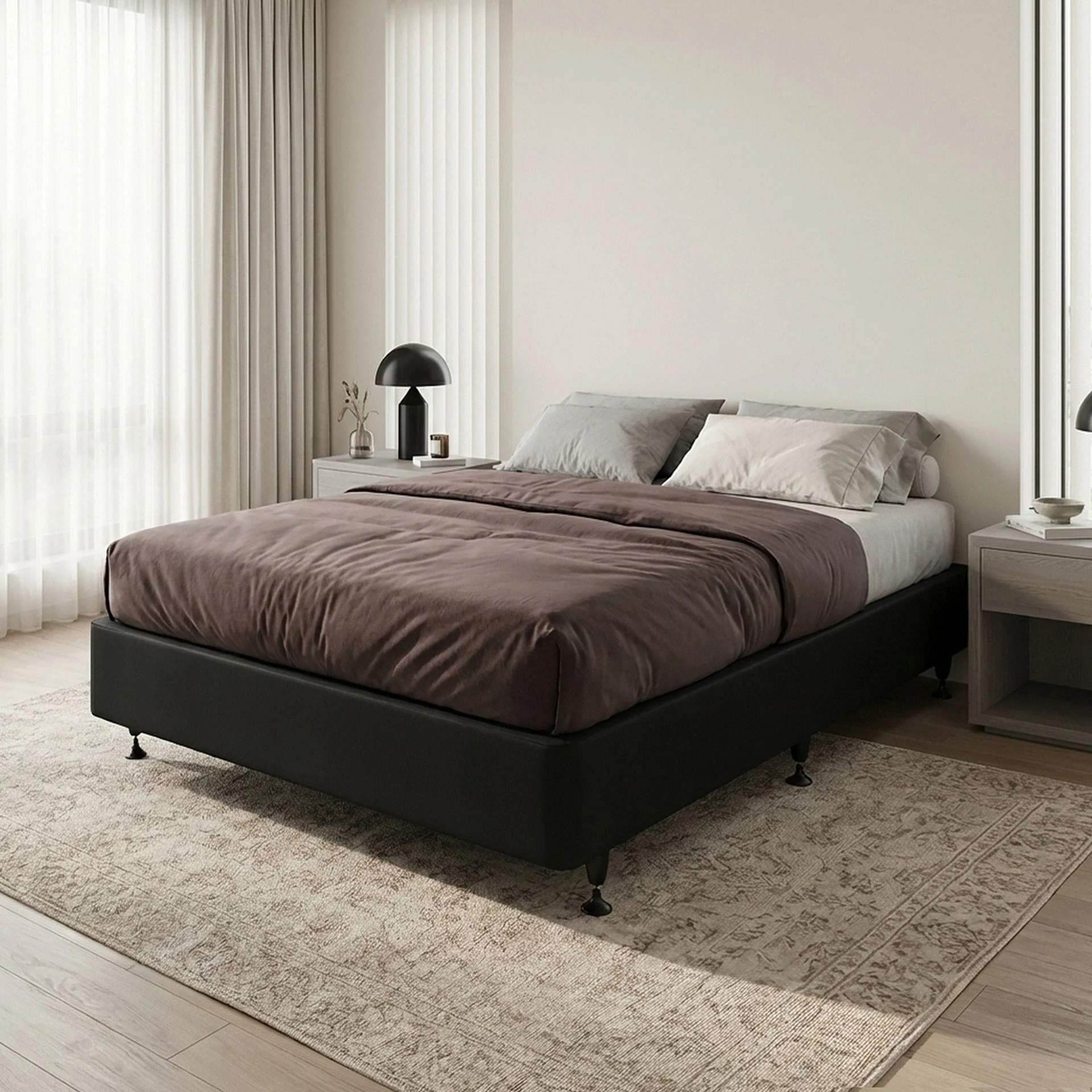 Vinson Fabric Queen Bed Base - Black - Image 4