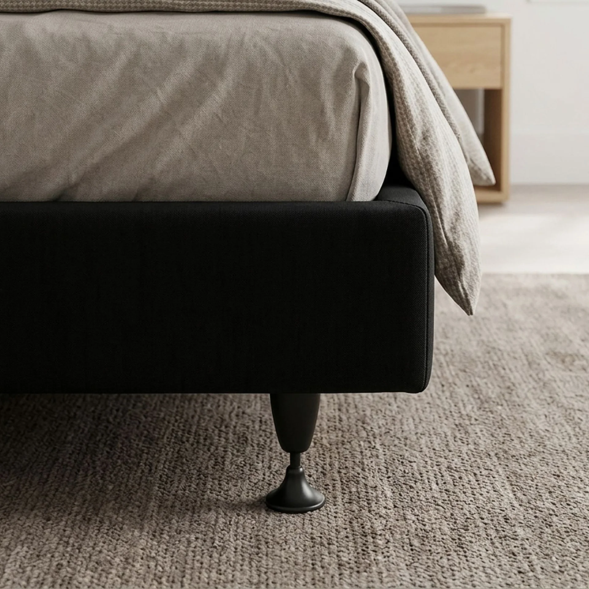 Vinson Fabric Queen Bed Base - Black - Image 5