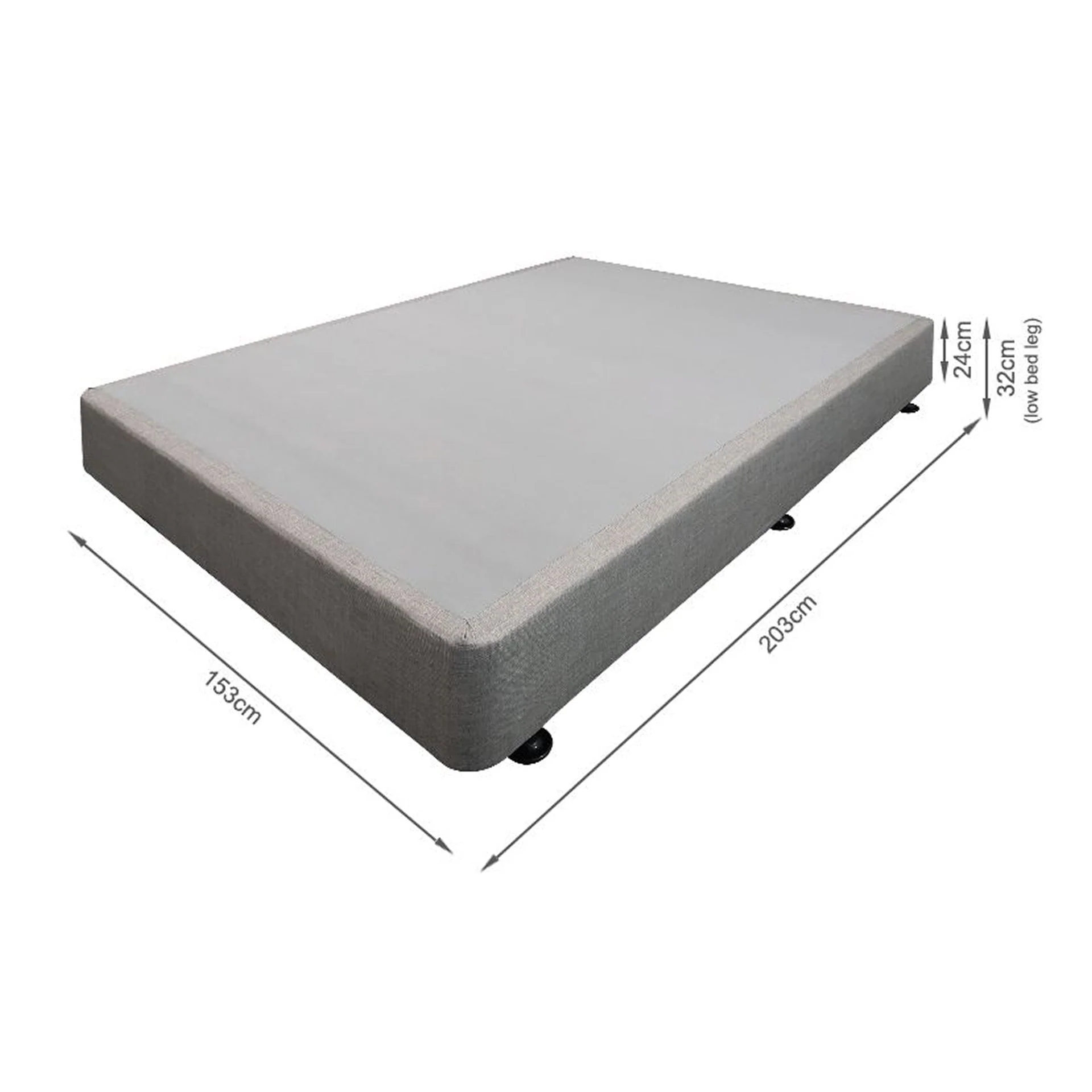 Vinson Fabric Queen Bed Base - Grey - Image 12