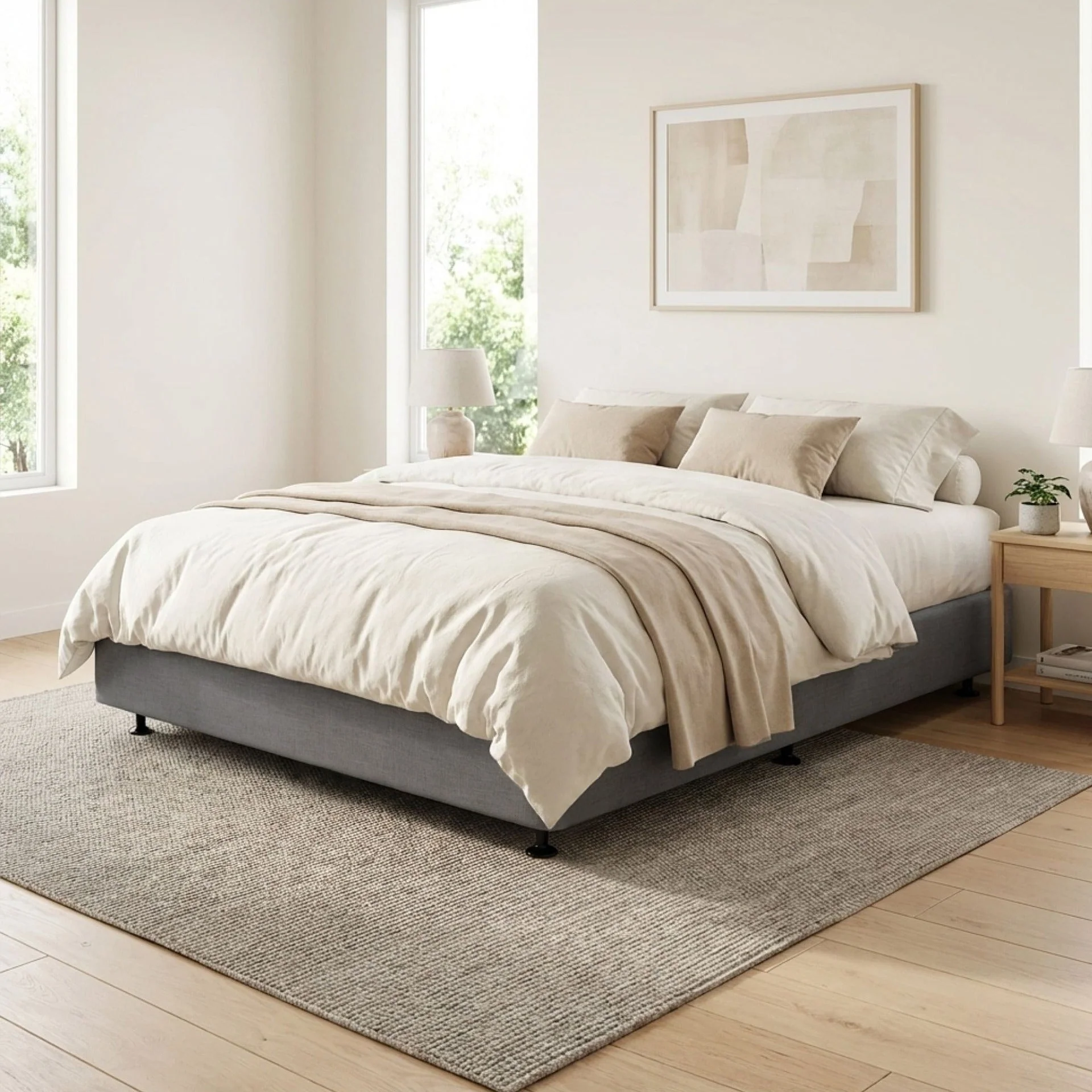 Vinson Fabric Queen Bed Base - Grey - Image 4