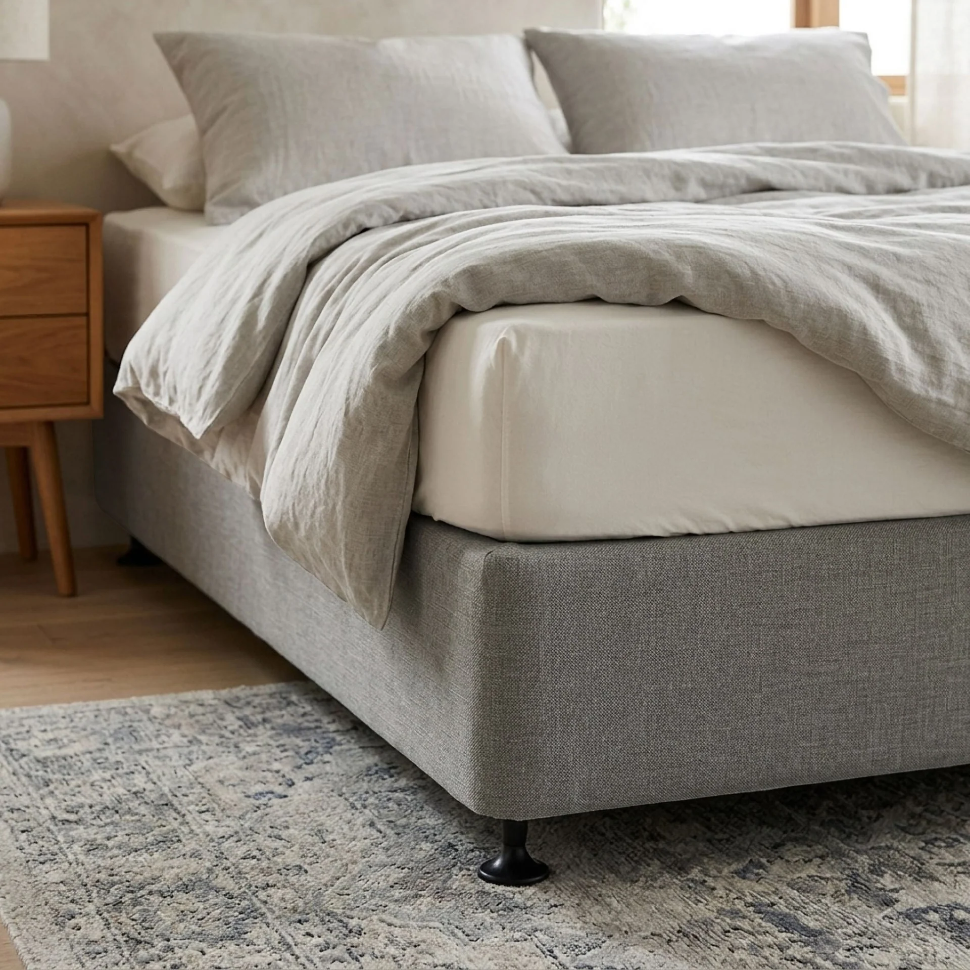Vinson Fabric Queen Bed Base - Grey - Image 5