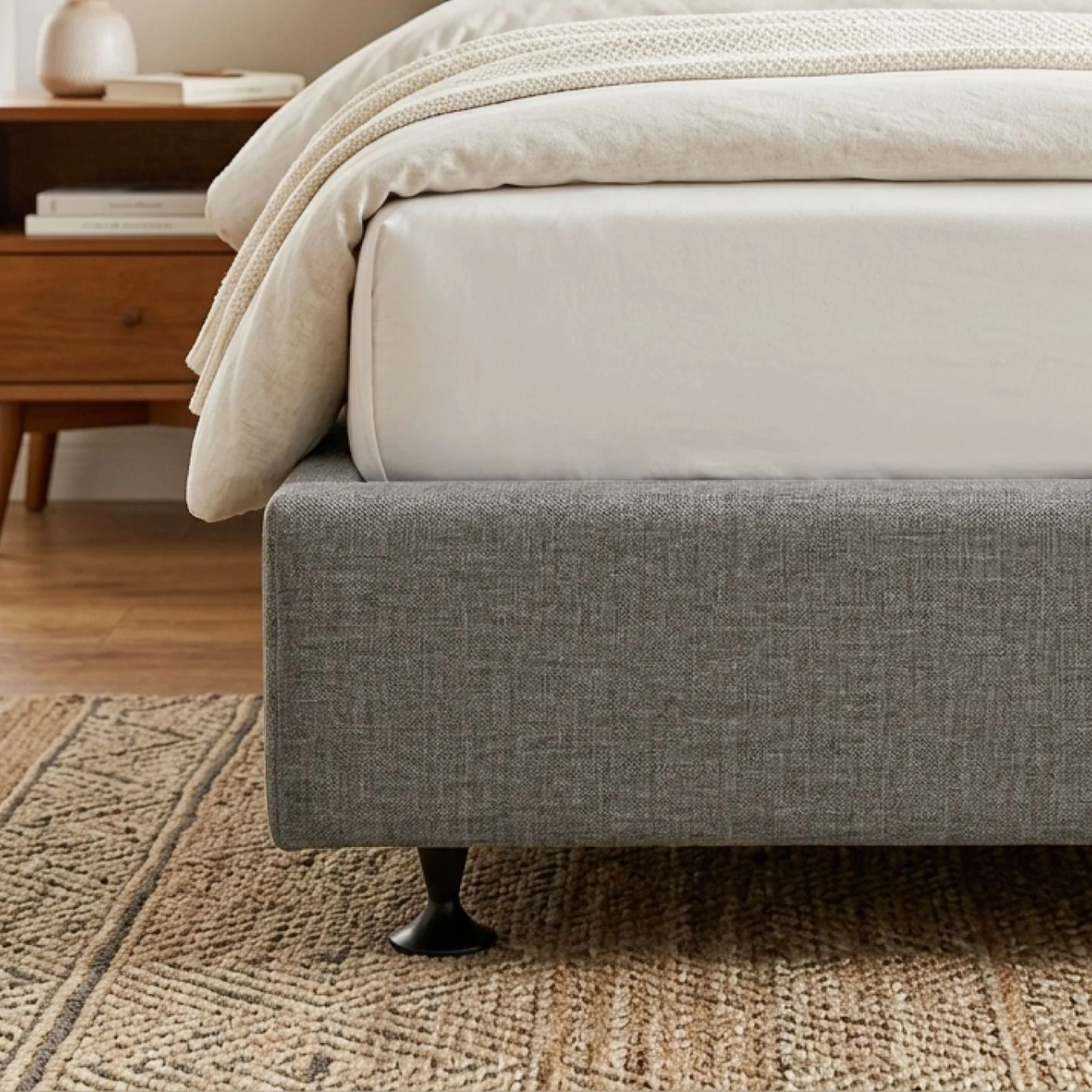Vinson Fabric Queen Bed Base - Grey - Image 6