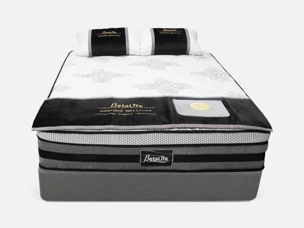 VINSON Fabric Queen Bed with Luxury Latex Mattress - GREY - Image 5