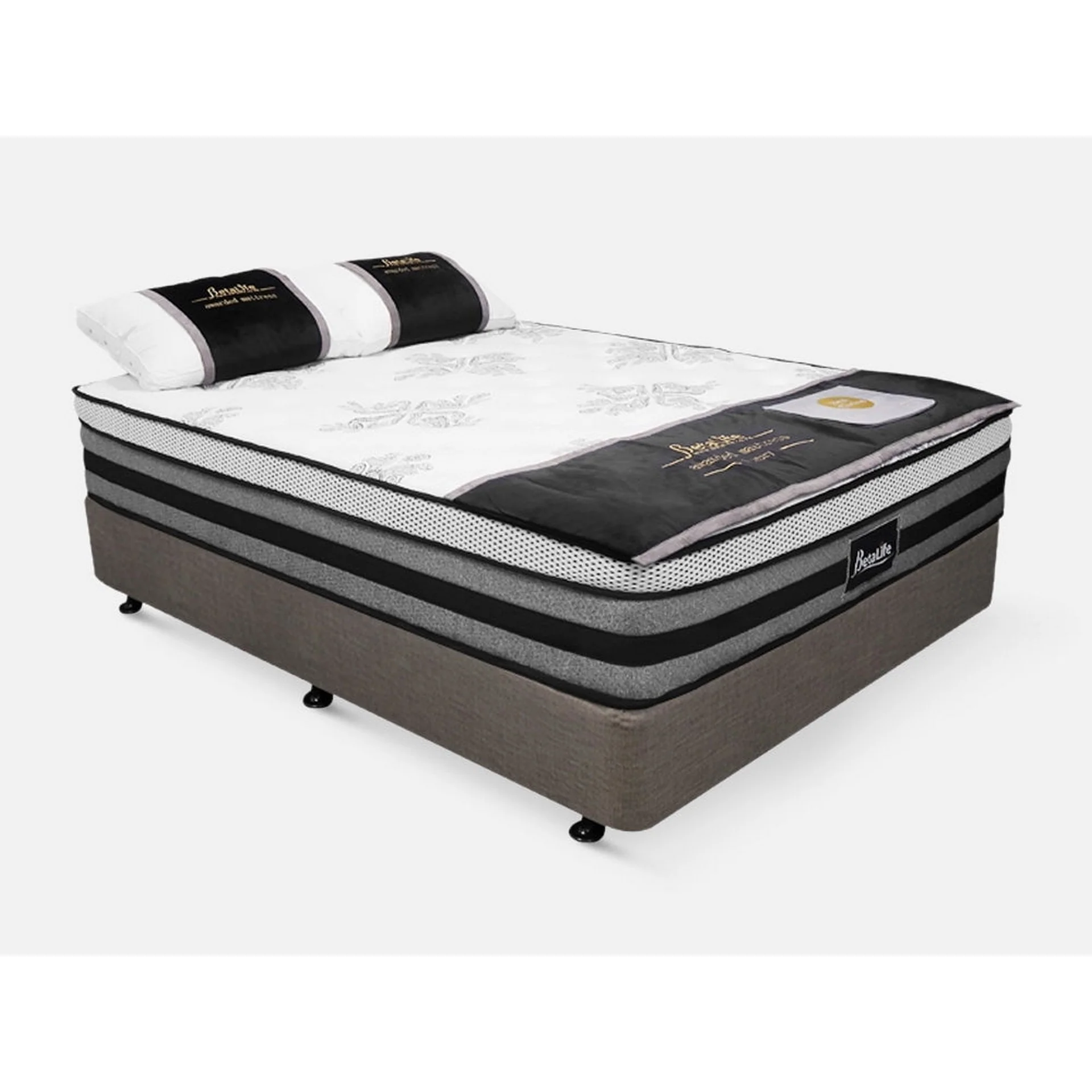 VINSON Fabric Queen Bed with Luxury Latex Mattress - SLATE - Image 4