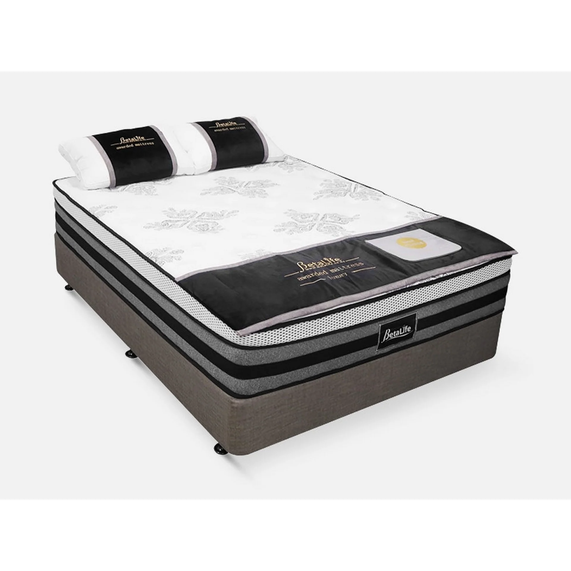 VINSON Fabric Queen Bed with Luxury Latex Mattress - SLATE - Image 7