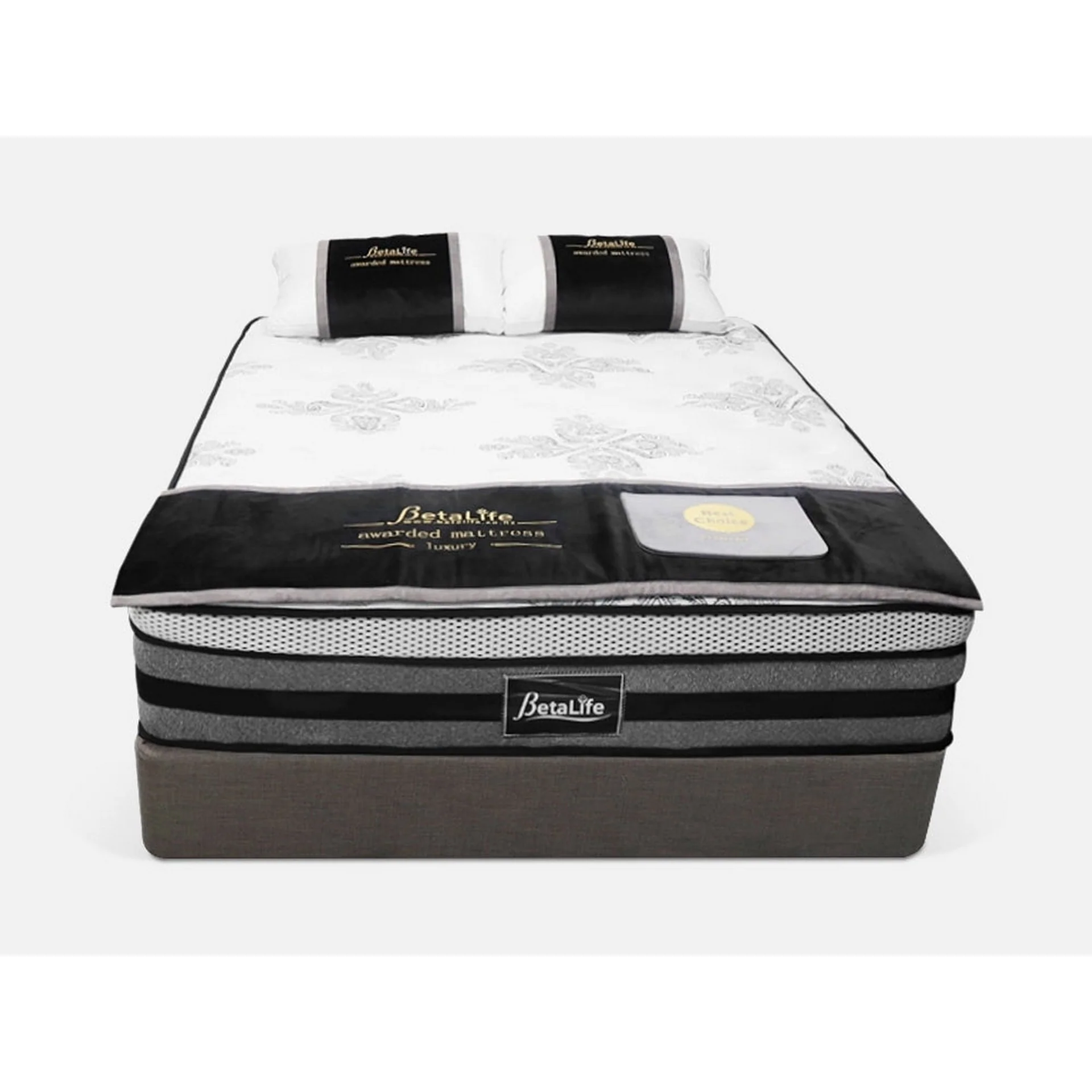 VINSON Fabric Queen Bed with Luxury Latex Mattress - SLATE - Image 8