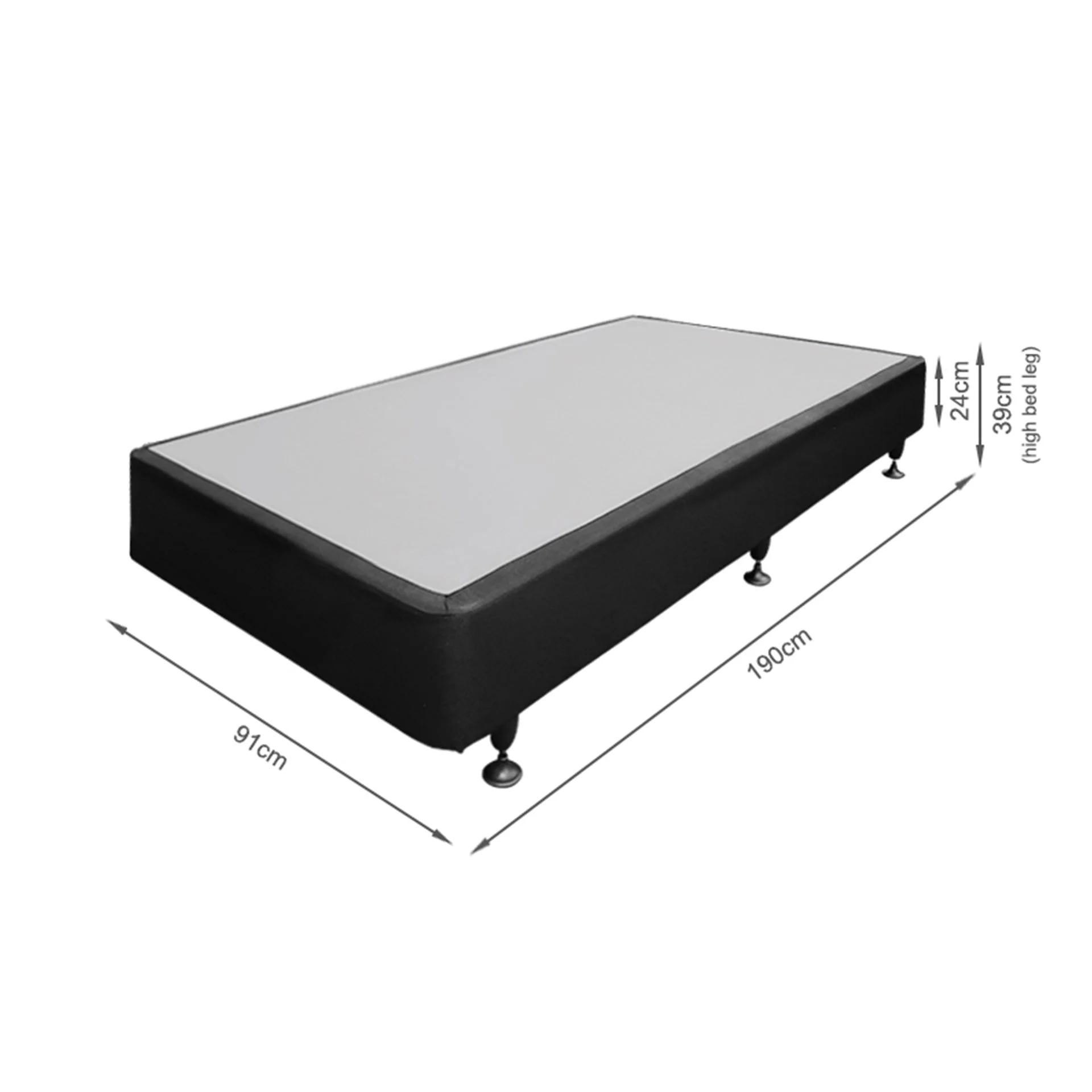 Vinson Fabric Single Bed Base - Black - Image 12
