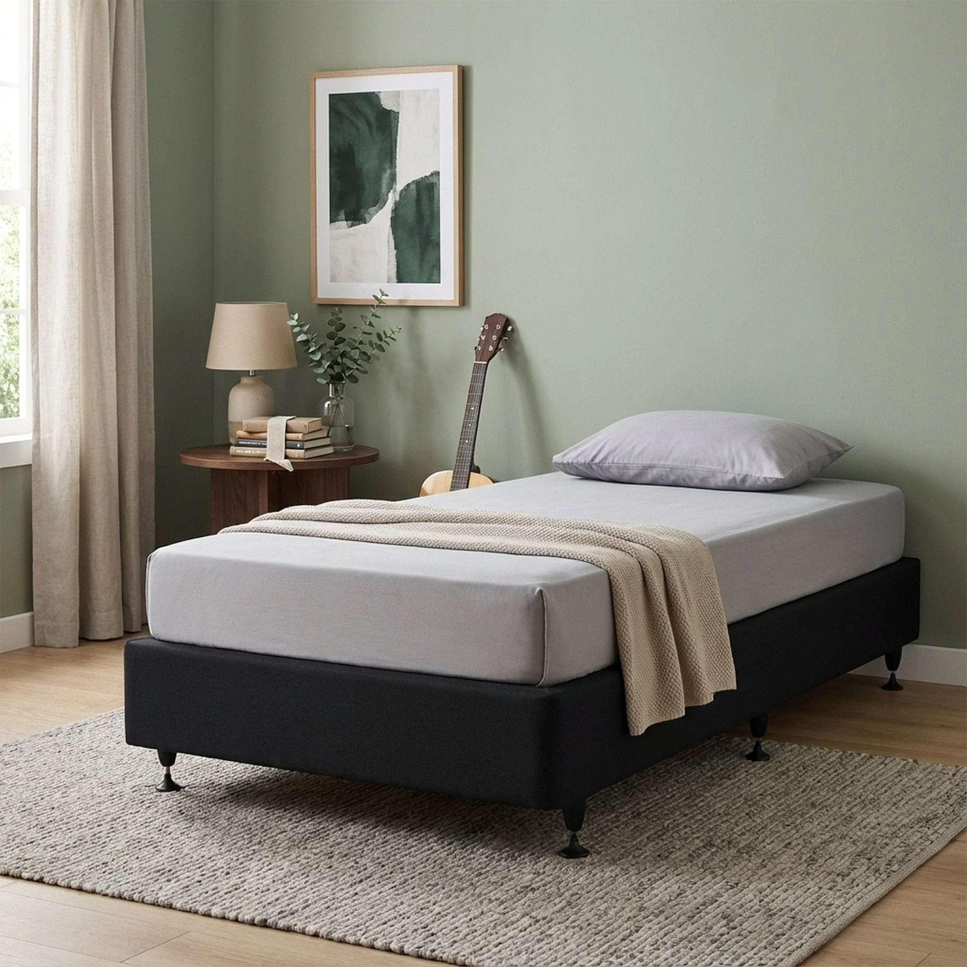 Vinson Fabric Single Bed Base - Black - Image 3