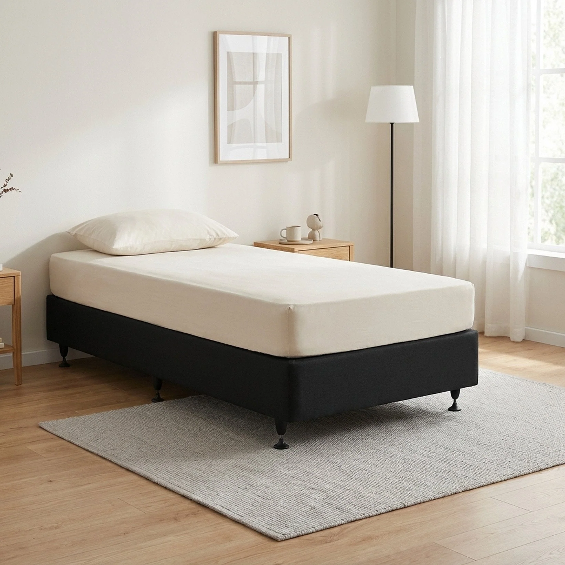 Vinson Fabric Single Bed Base - Black - Image 4