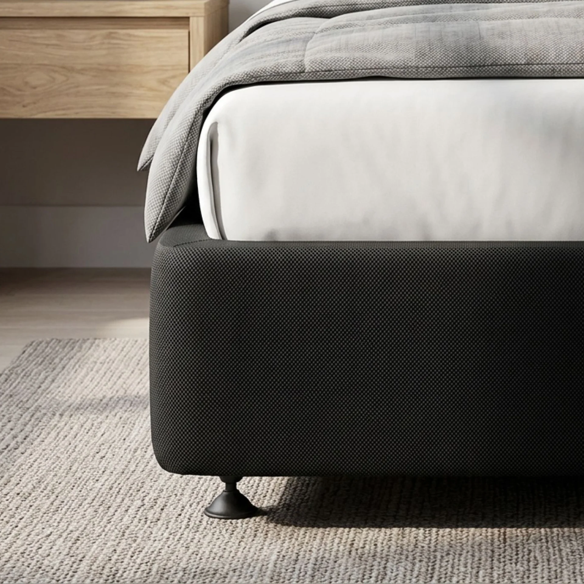 Vinson Fabric Single Bed Base - Black - Image 6