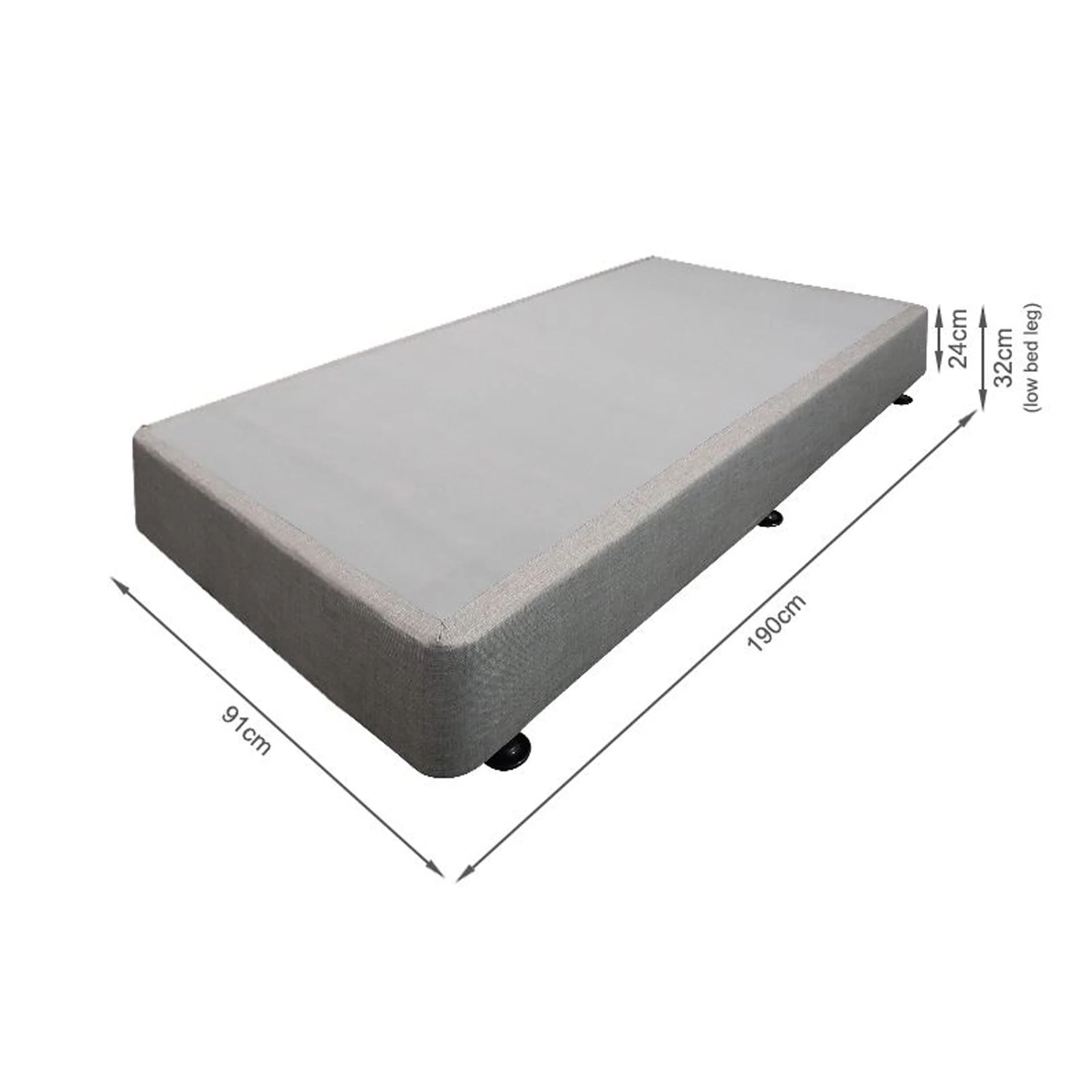 Vinson Fabric Single Bed Base - Grey - Image 10