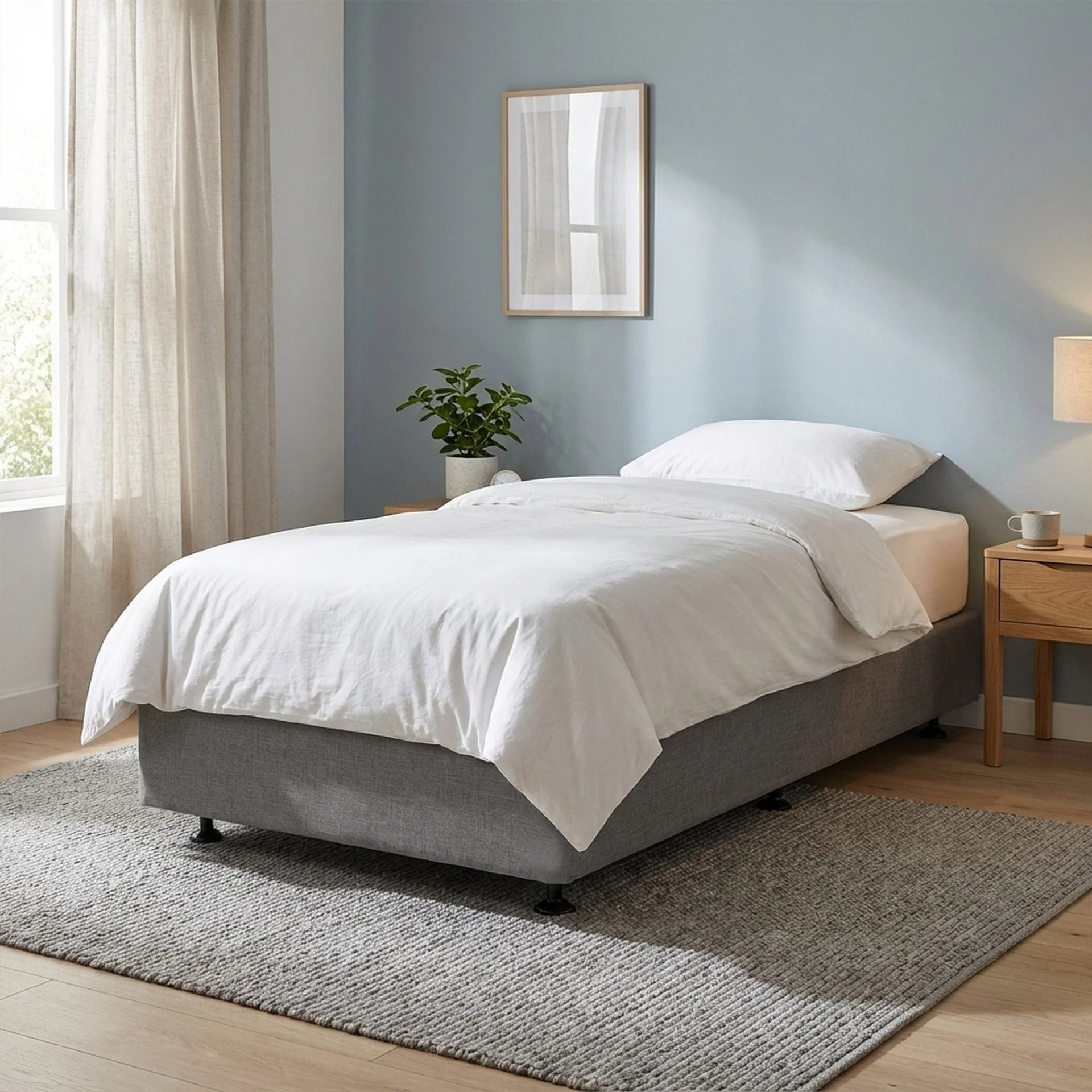 Vinson Fabric Single Bed Base - Grey - Image 3