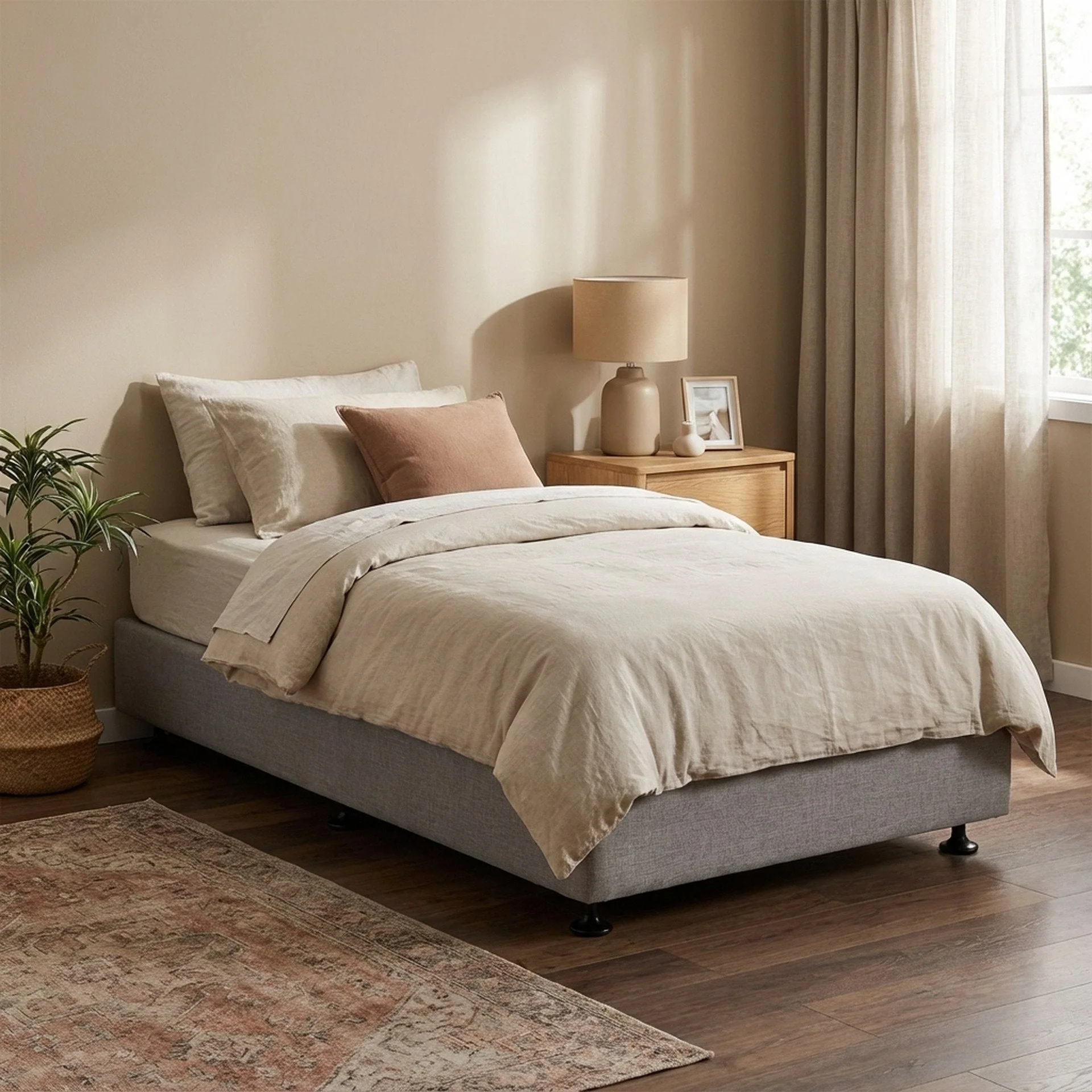 Vinson Fabric Single Bed Base - Grey - Image 4