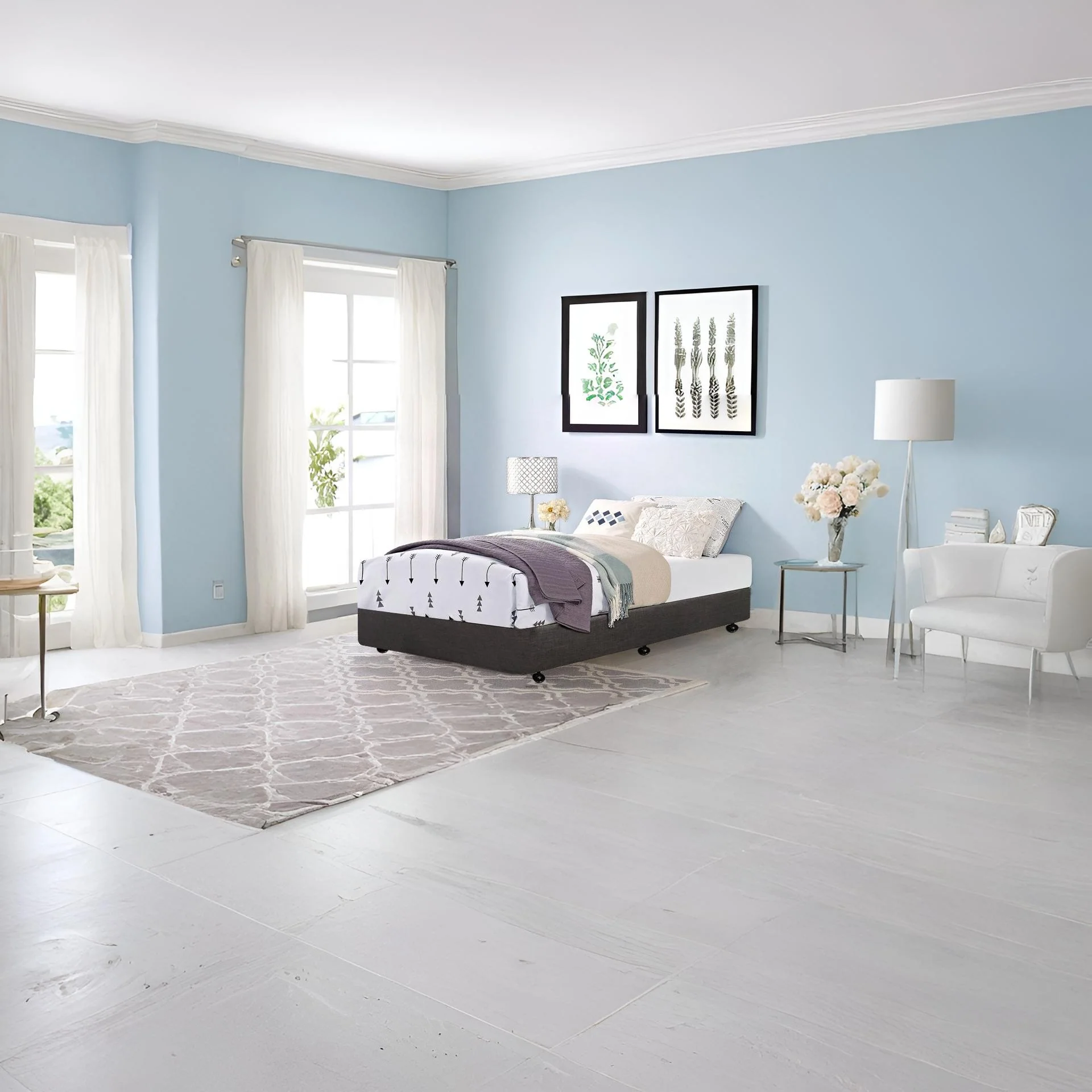 Vinson Fabric Single Bed Base - Slate - Image 7