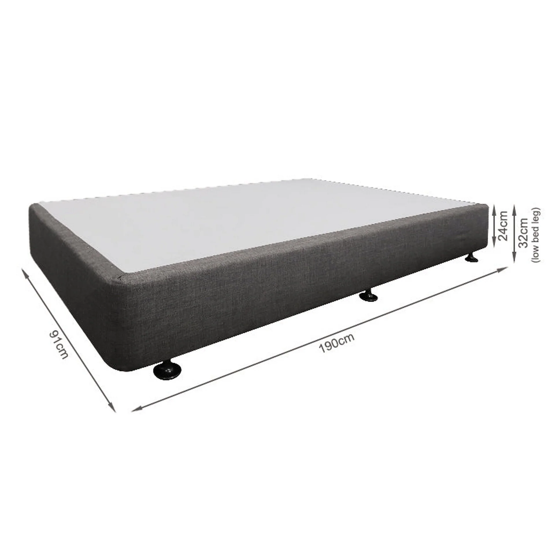 Vinson Fabric Single Bed Base - Slate - Image 8