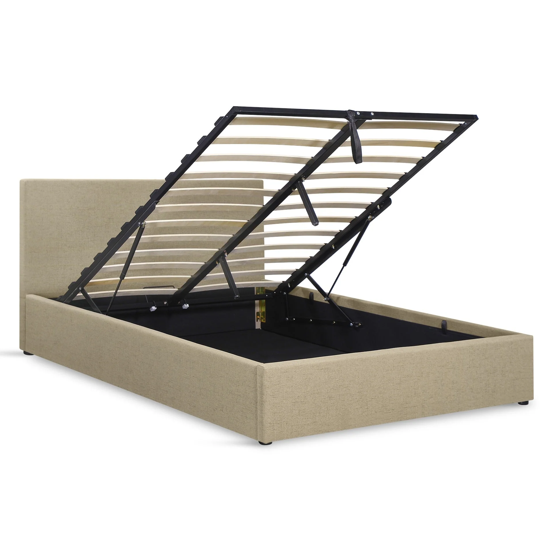 Violet Double Gas Lift Bed Frame - Beige - Image 7