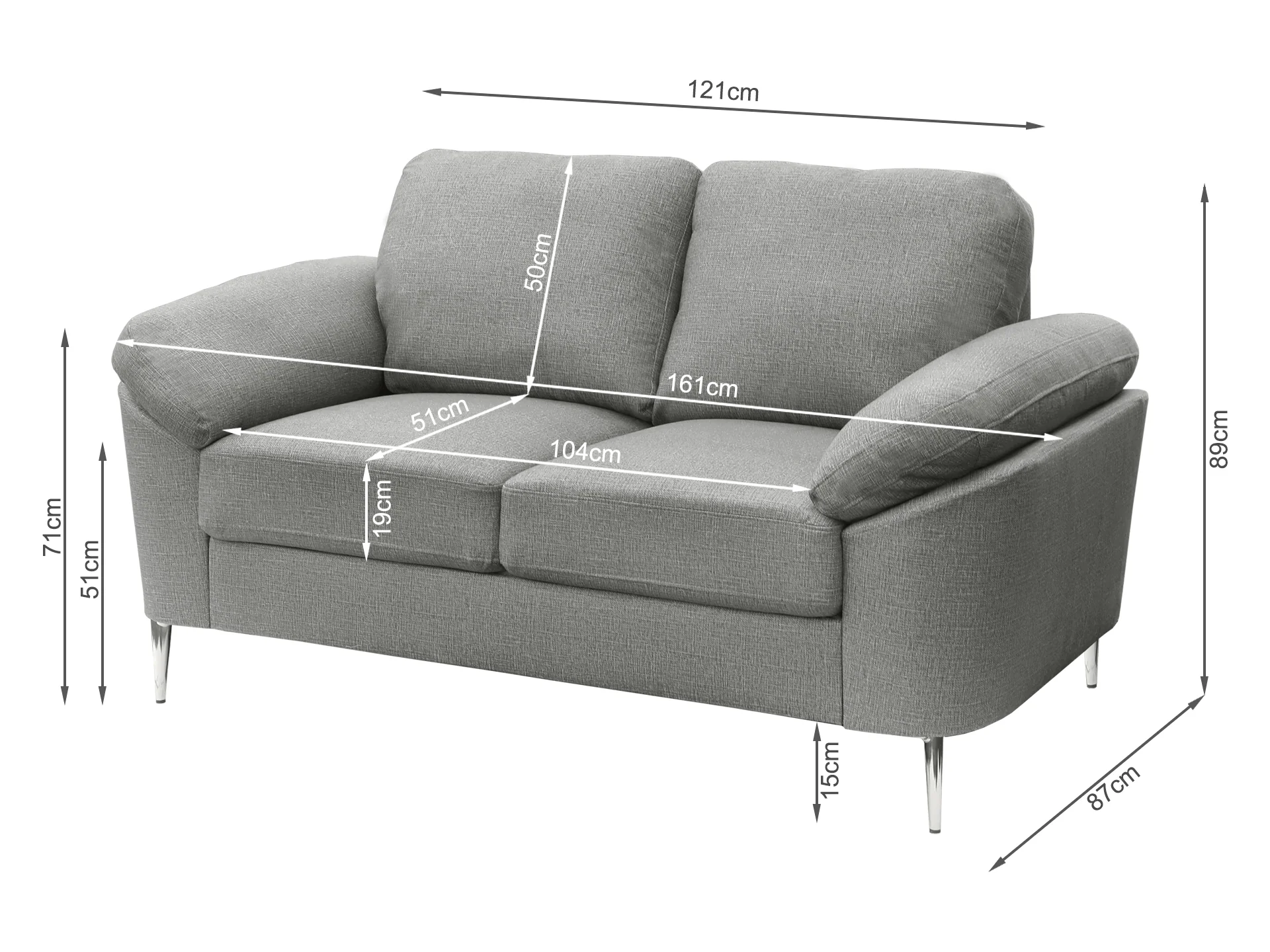 Visalia 2 Seater Sofa - Dark Grey - Image 6