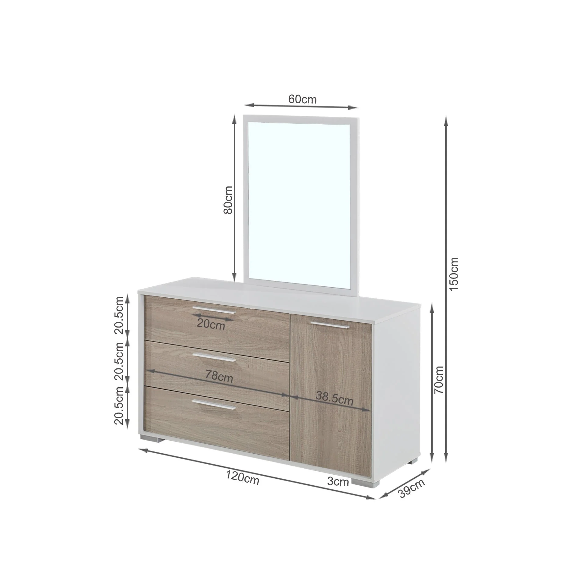 Waipoua 4 Drawer Low Boy with Mirror- Grey Oak - Image 16