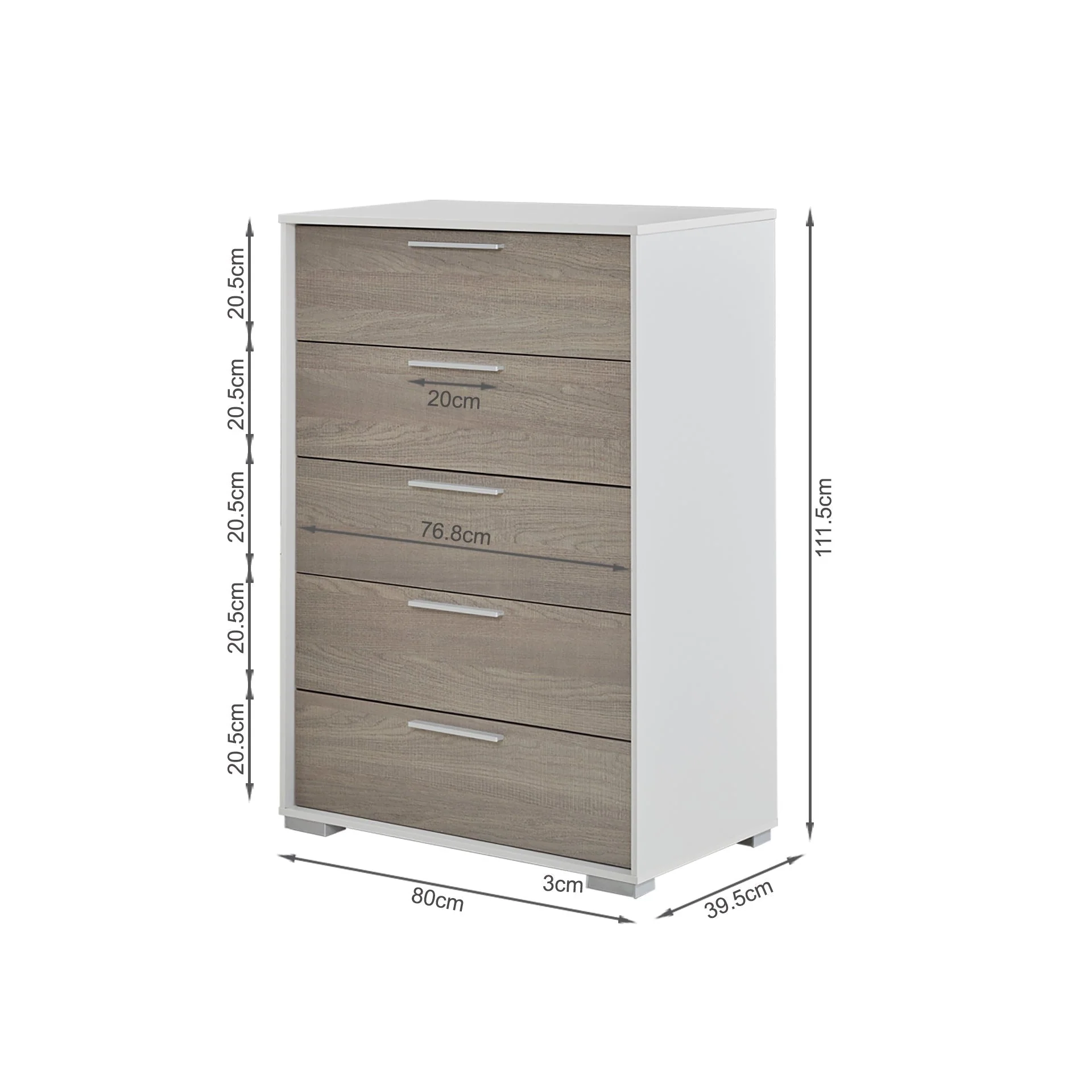 Waipoua 5 Drawer Tallboy - Grey Oak - Image 16