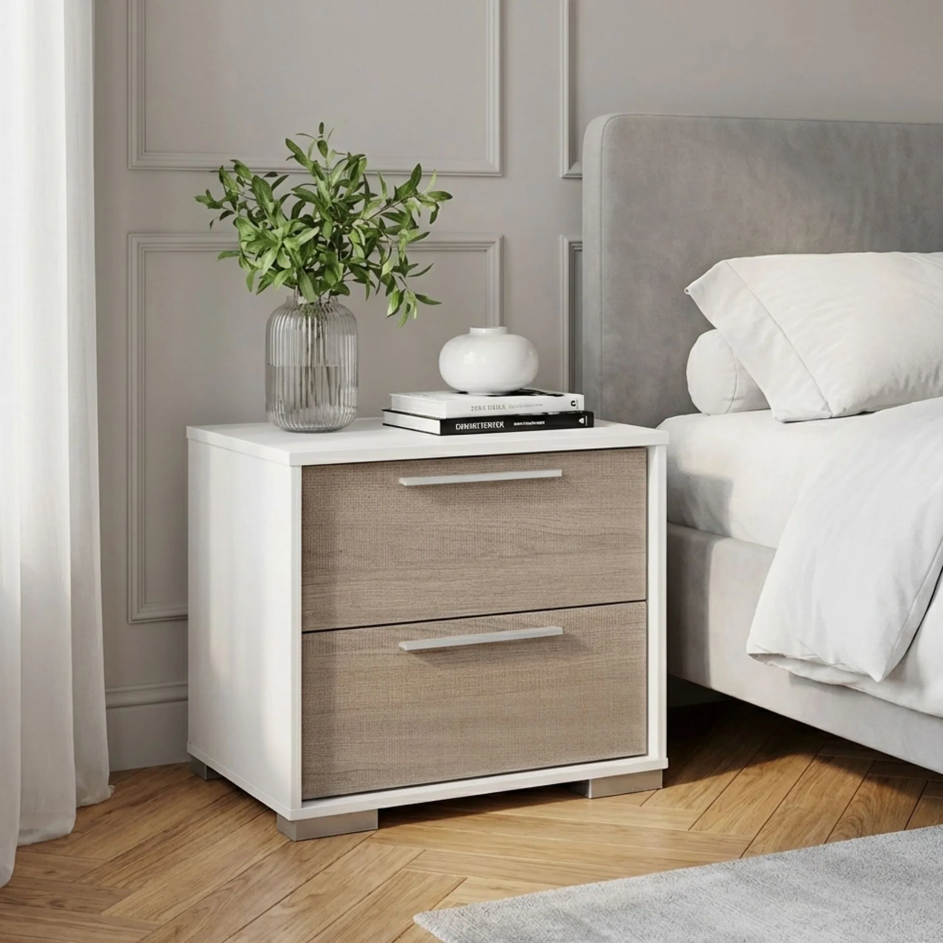 Waipoua Bedside Table Nightstand - Grey Oak - Image 5