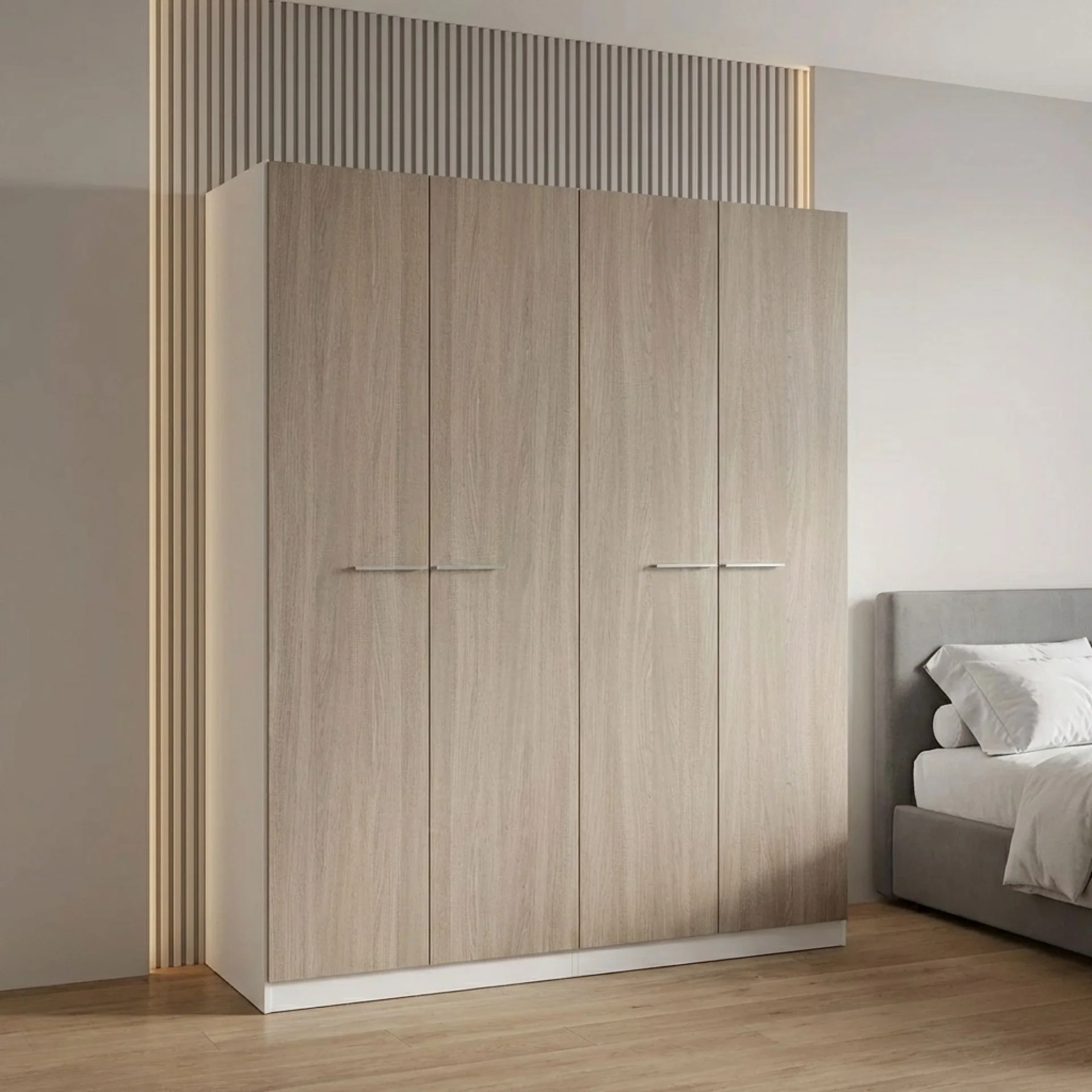 Waipoua Wooden Wardrobe - Grey Oak - Image 4