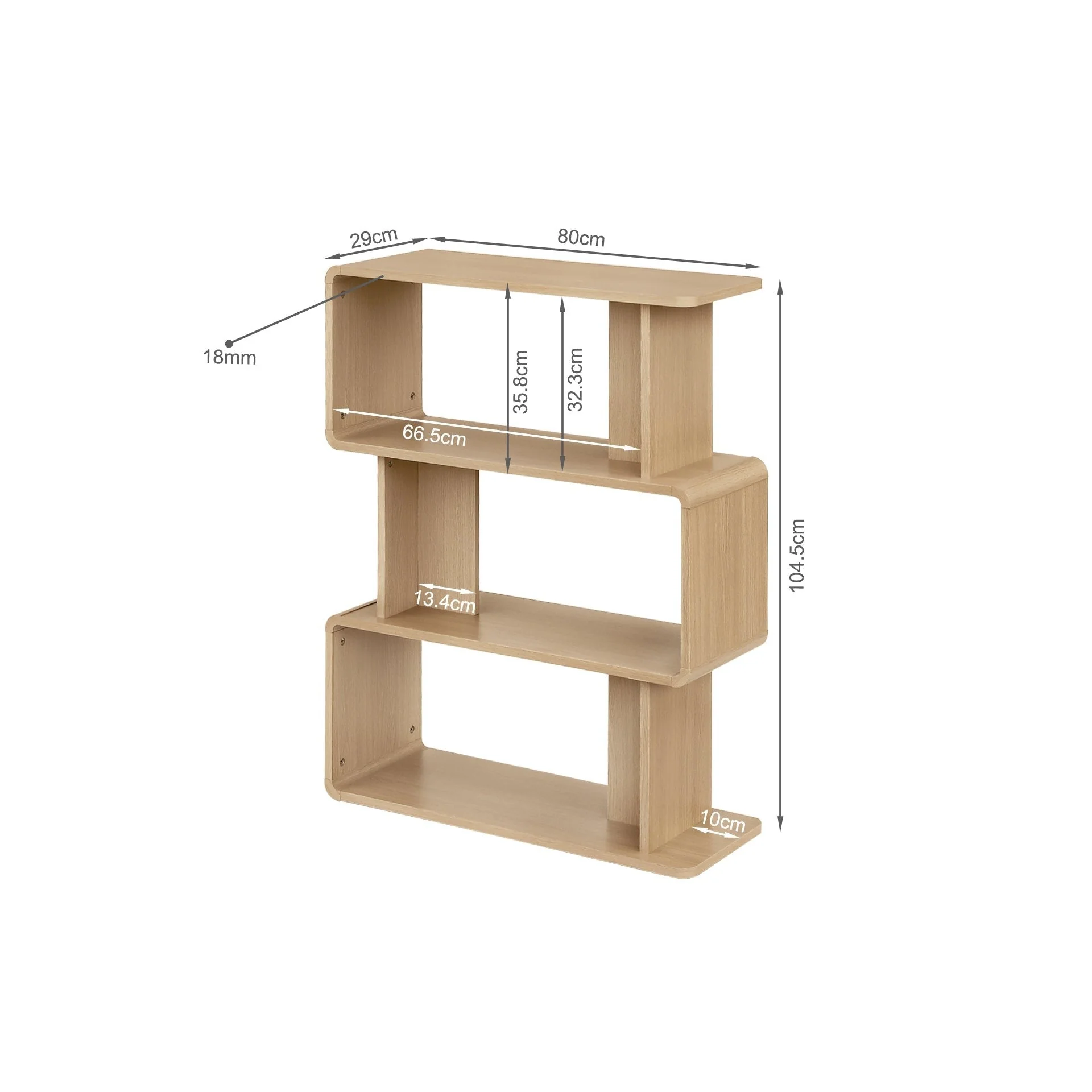 Waitoa 3 Tier Storage Shelf - Oak - Image 10