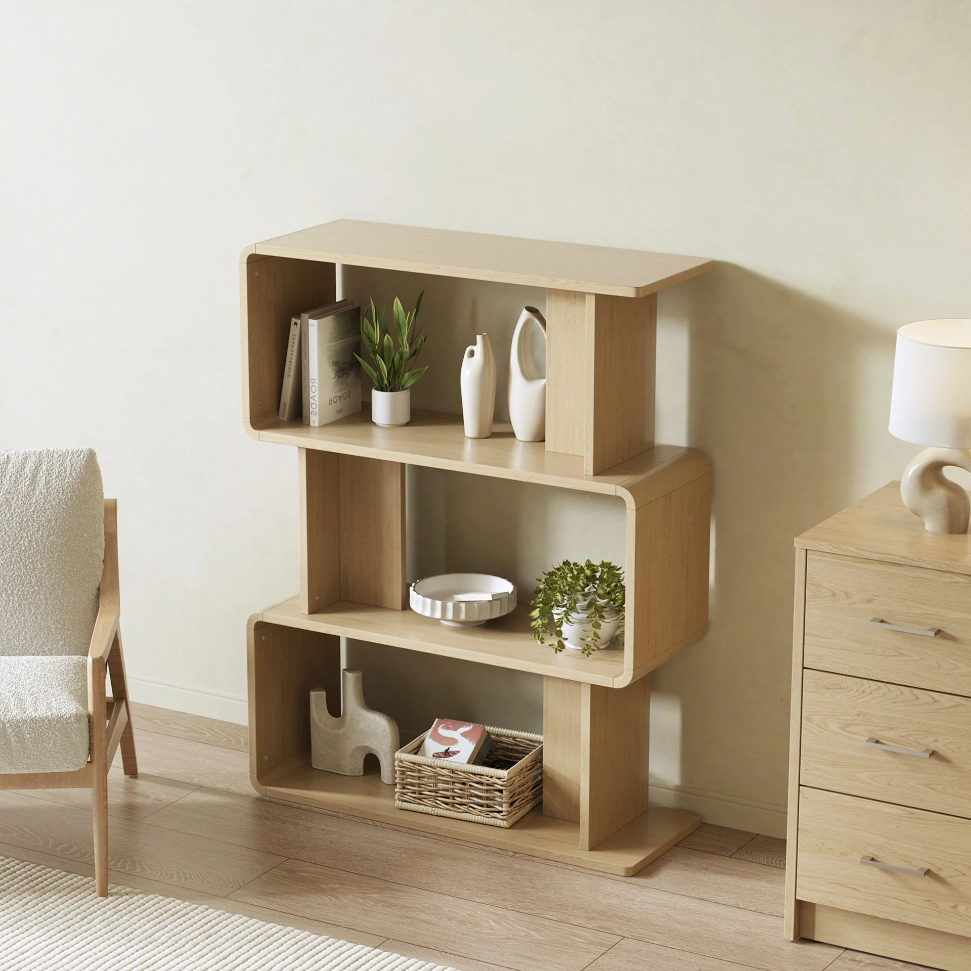 Waitoa 3 Tier Storage Shelf - Oak - Image 2