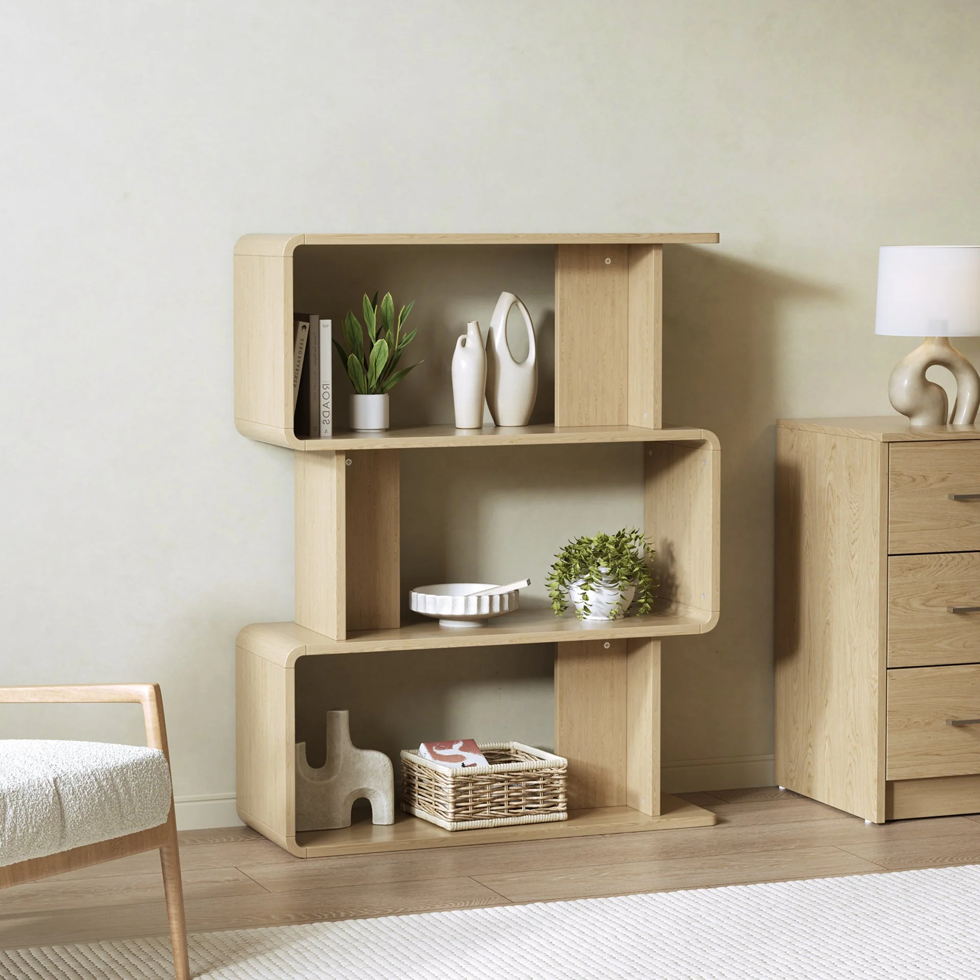 Waitoa 3 Tier Storage Shelf - Oak - Image 3
