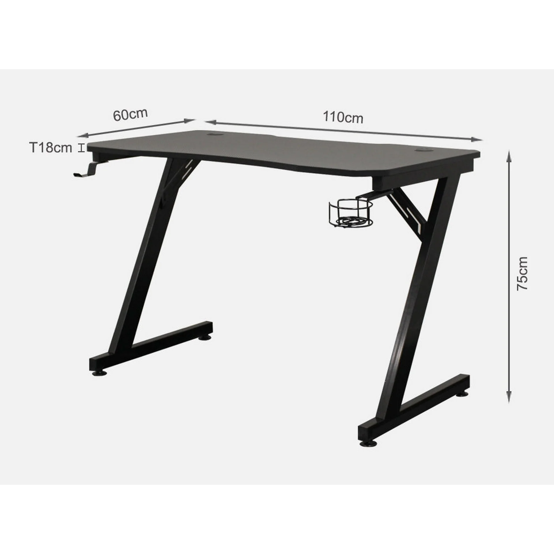 WARRIOR Gaming Desk - BLACK - Image 11