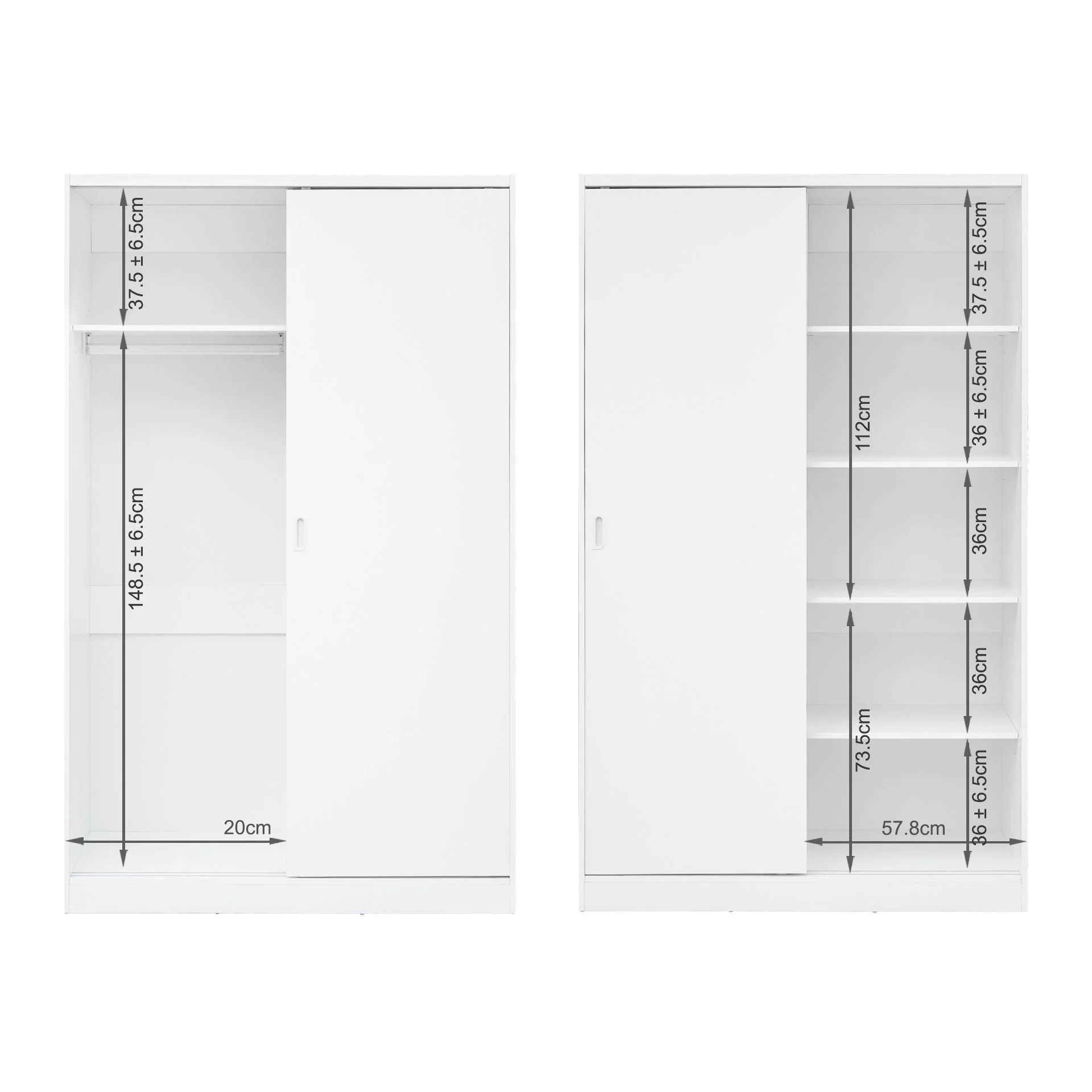 Wayne 120cm Wardrobe With Sliding Doors - White - Image 12