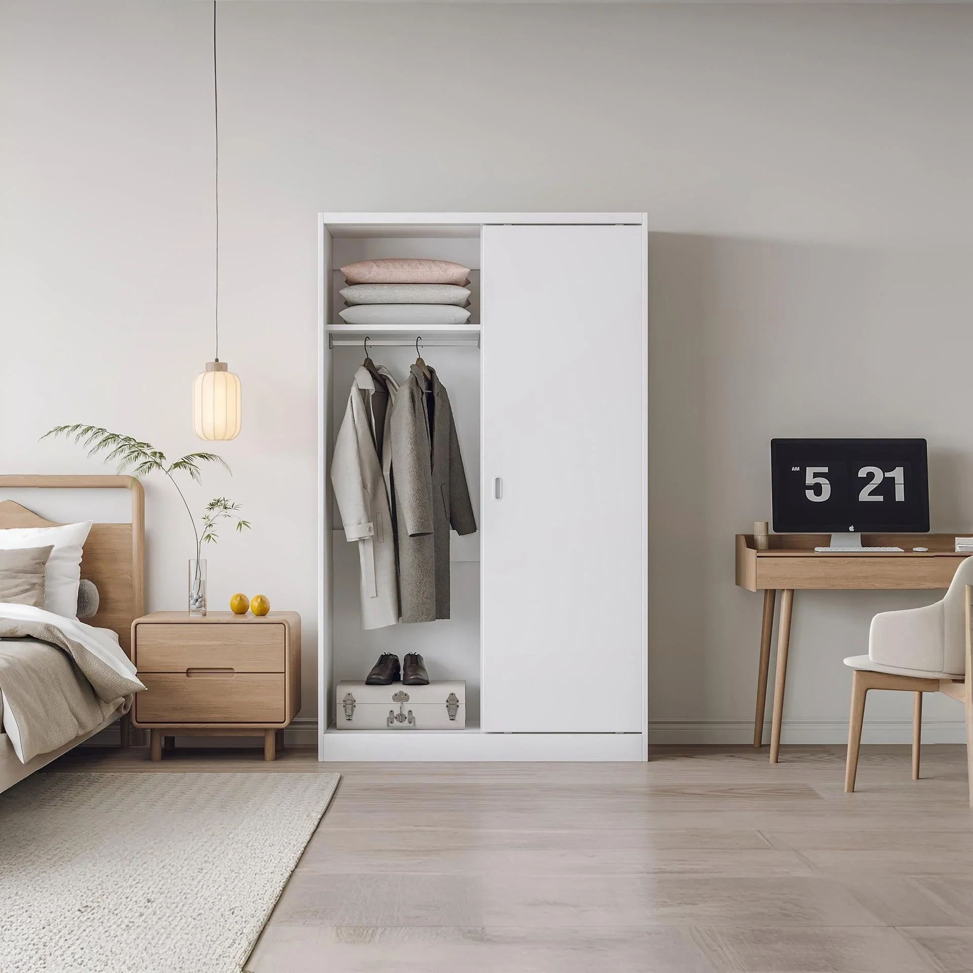 Wayne 120cm Wardrobe With Sliding Doors - White - Image 2