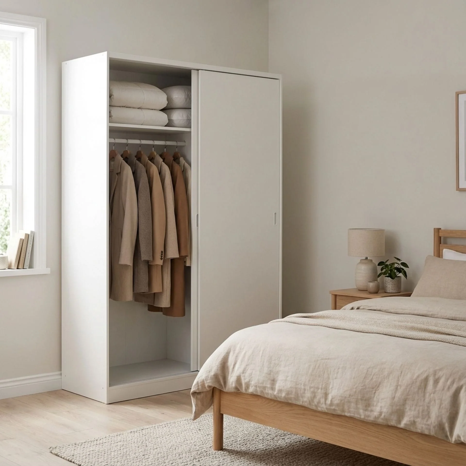 Wayne 120cm Wardrobe With Sliding Doors - White - Image 3