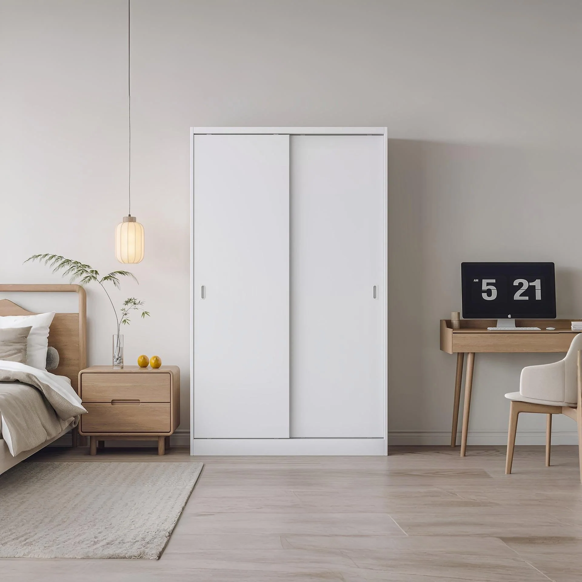 Wayne 120cm Wardrobe With Sliding Doors - White - Image 4