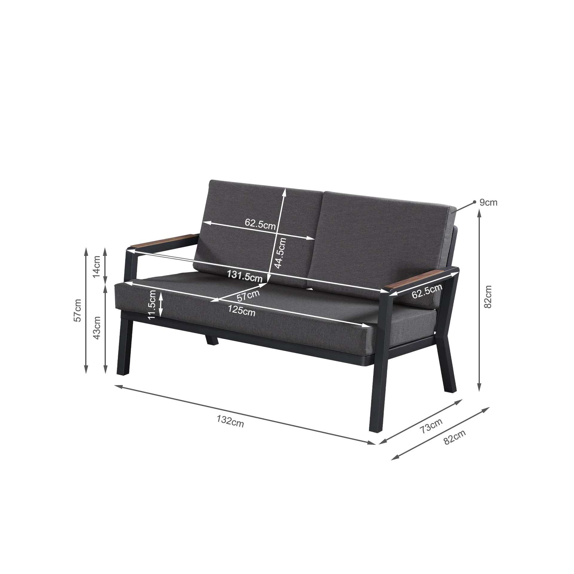 Wellesley 4 Piece Outdoor Sofa Set - Dark Grey