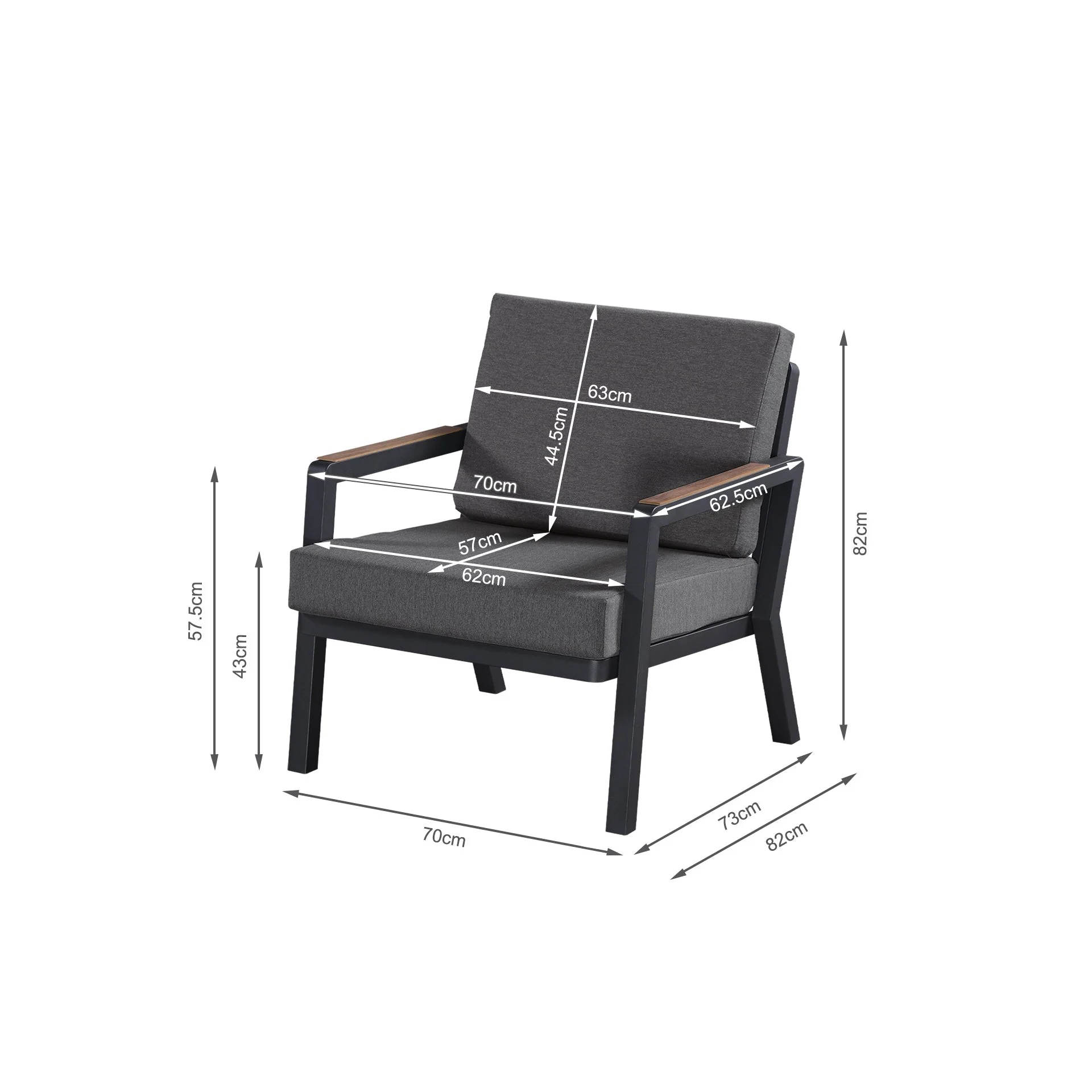 Wellesley 4 Piece Outdoor Sofa Set - Dark Grey - Image 10