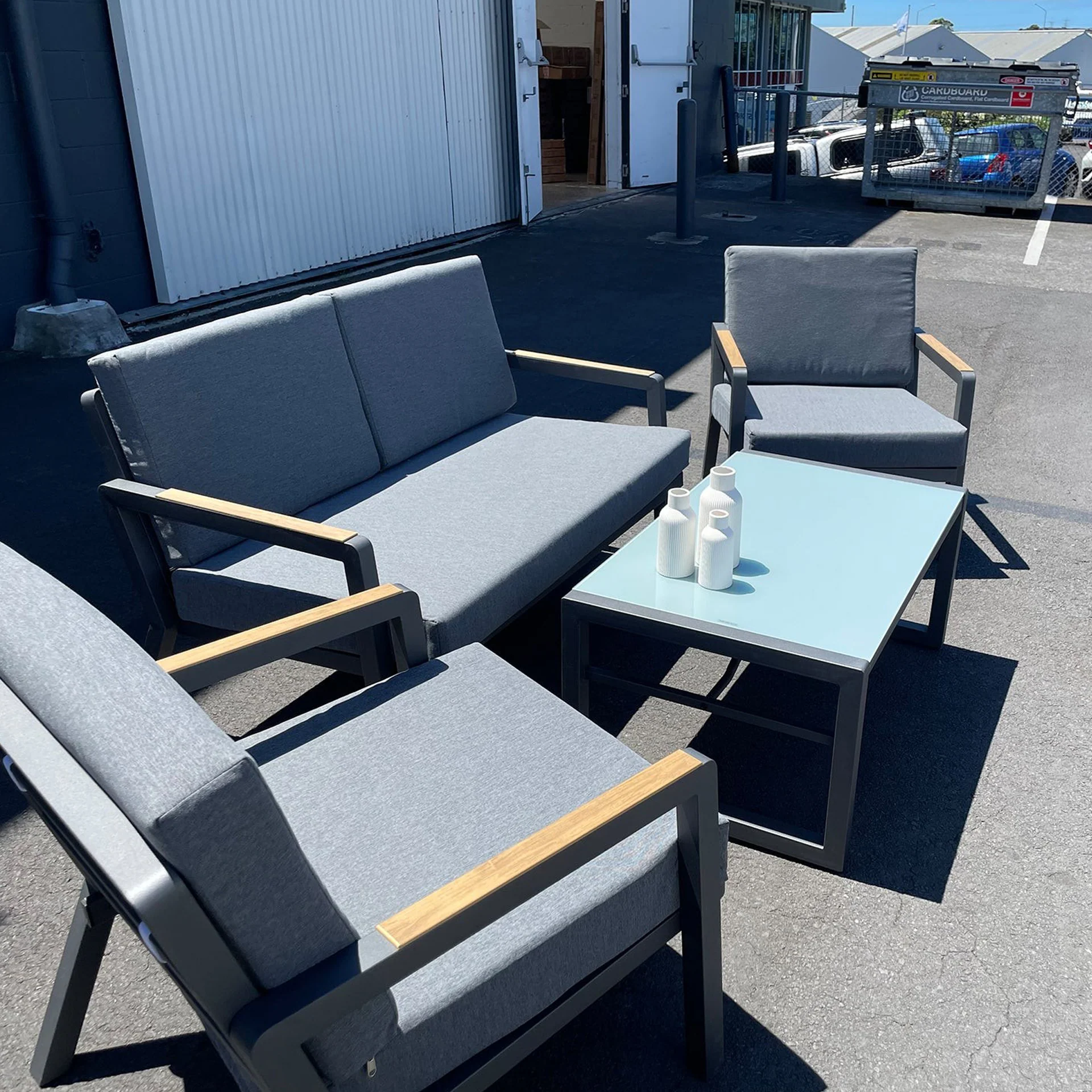 Wellesley 4 Piece Outdoor Sofa Set - Dark Grey - Image 2