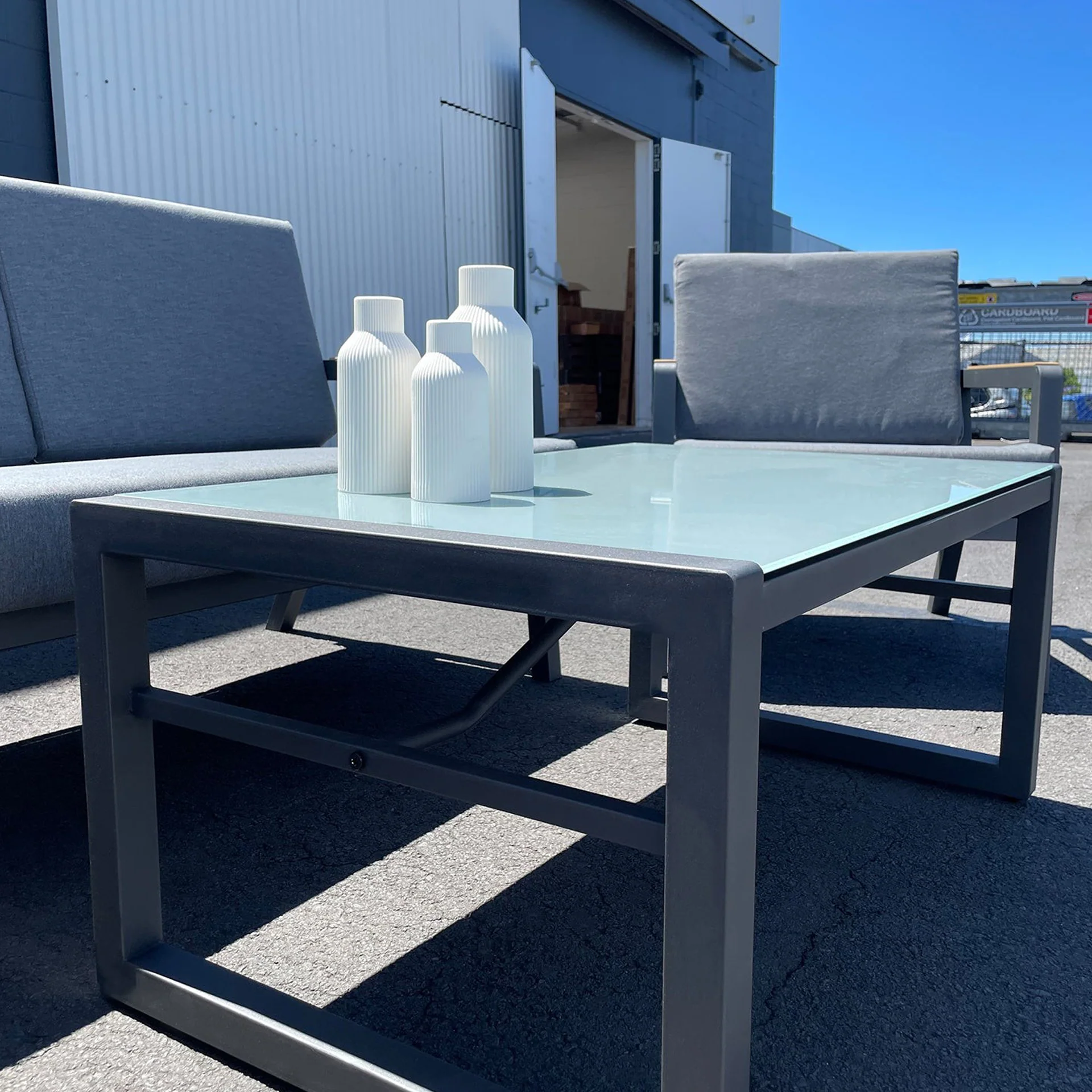 Wellesley 4 Piece Outdoor Sofa Set - Dark Grey - Image 4