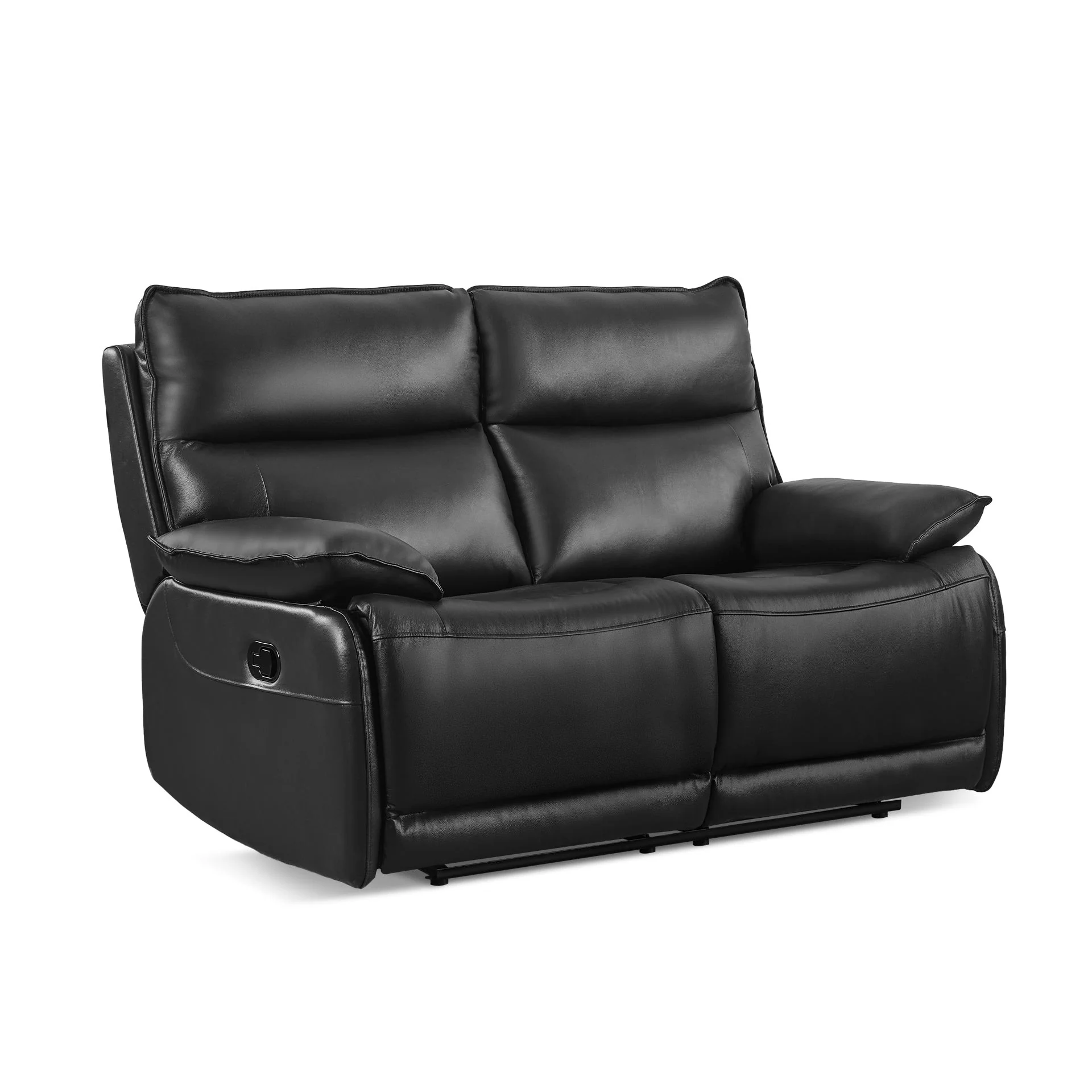Wellsford Manual Leather 2 Seater Recliner Sofa - Black - Image 2