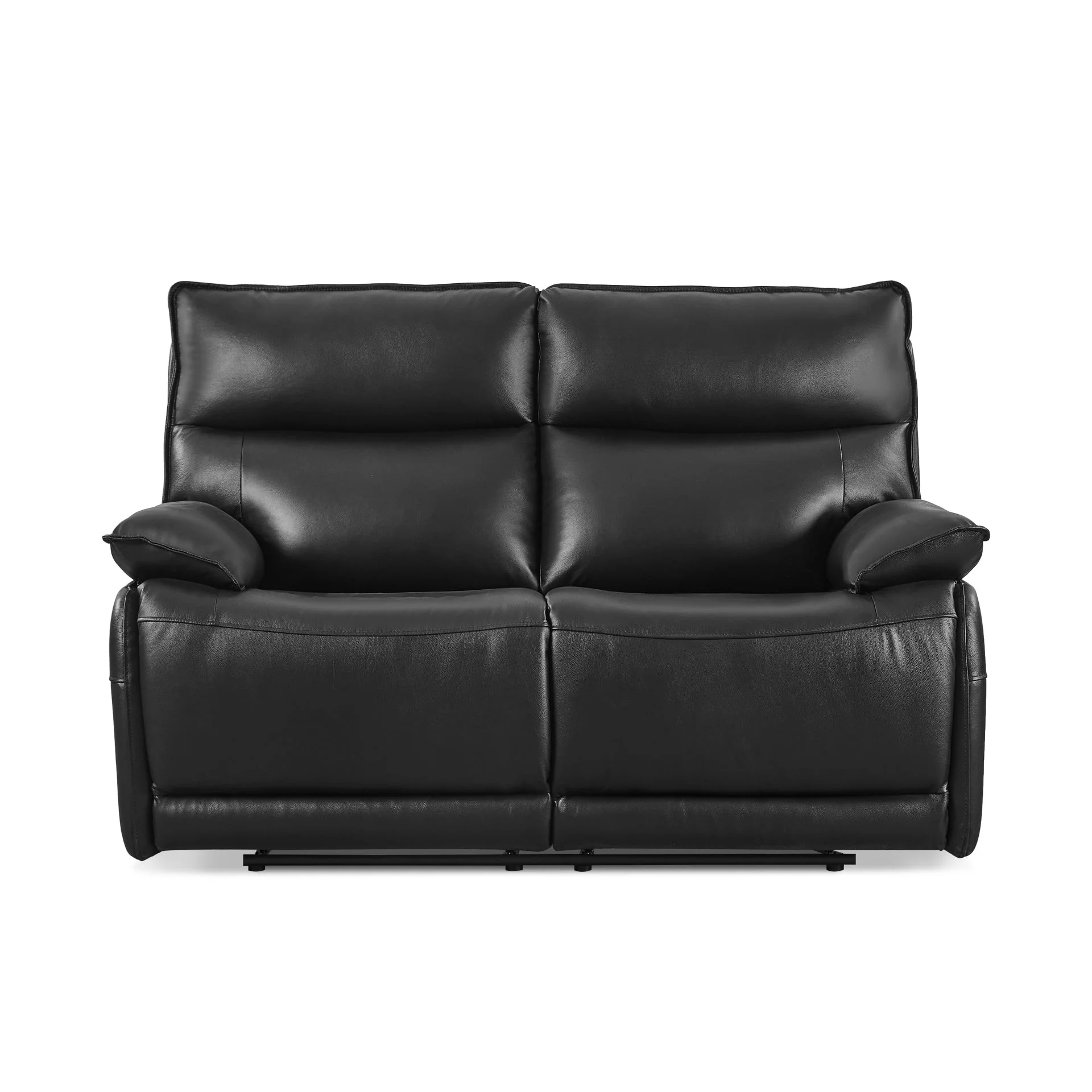 Wellsford Manual Leather 2 Seater Recliner Sofa - Black - Image 3