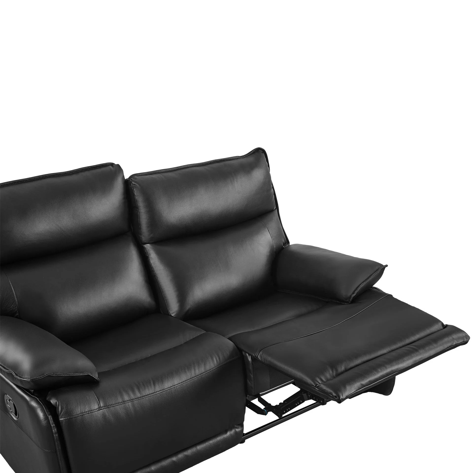 Wellsford Manual Leather 2 Seater Recliner Sofa - Black - Image 5