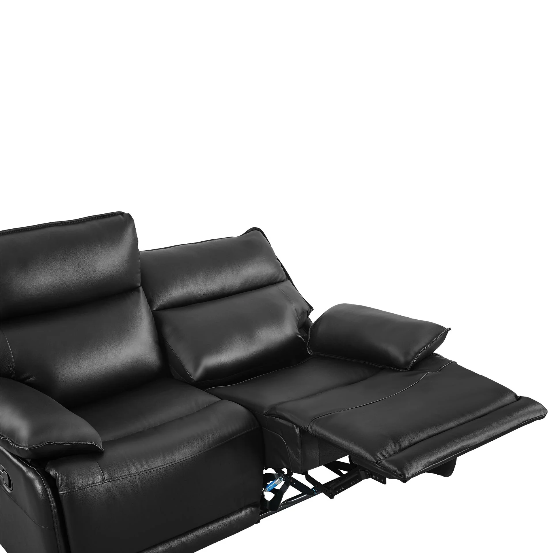 Wellsford Manual Leather 2 Seater Recliner Sofa - Black - Image 6