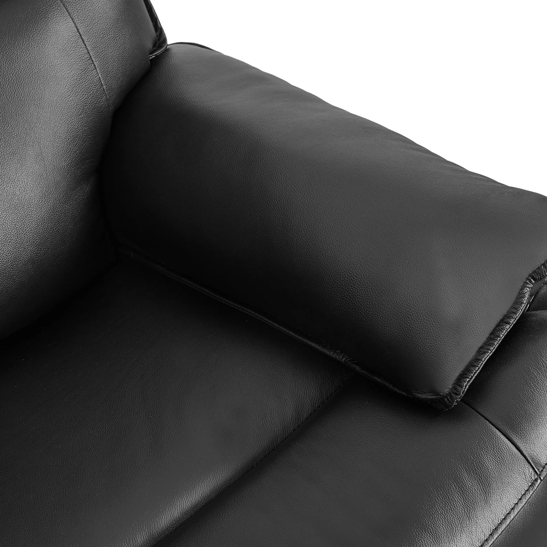 Wellsford Manual Leather 2 Seater Recliner Sofa - Black - Image 8