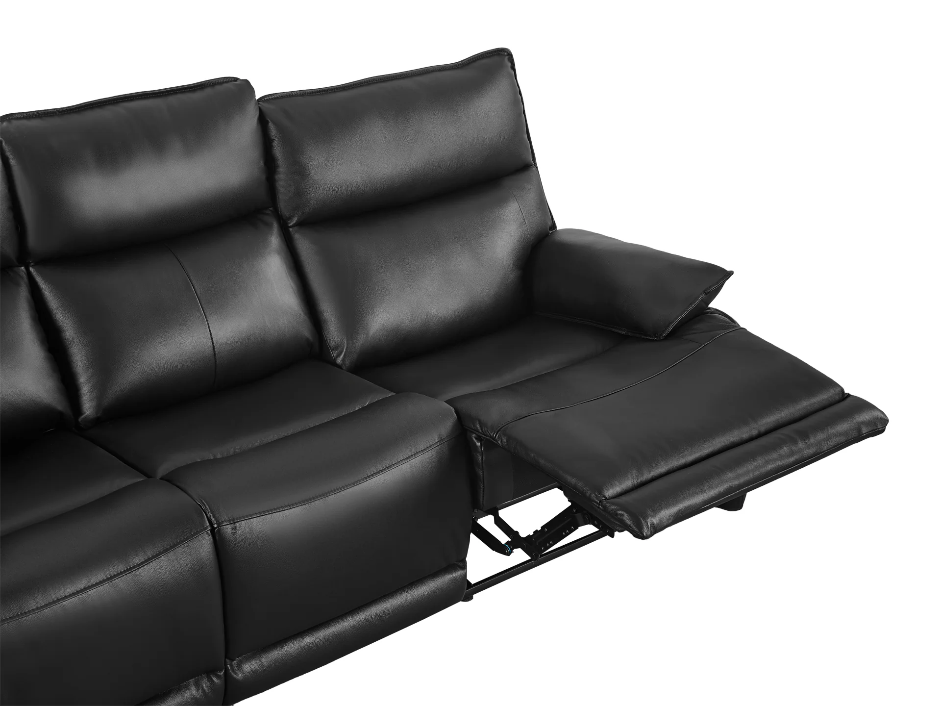 Wellsford Manual Leather 3 Seater Recliner Sofa - Black - Image 7