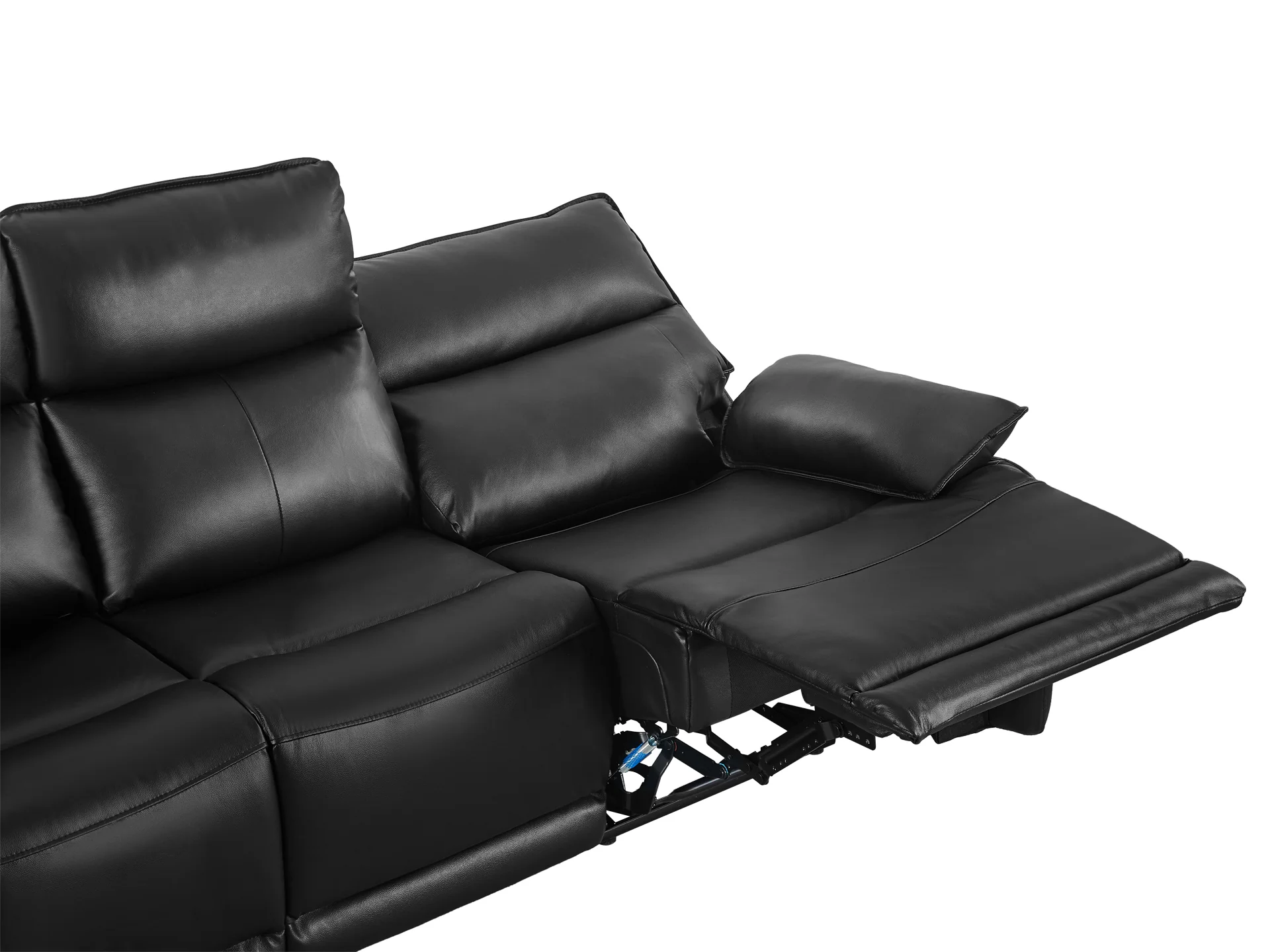 Wellsford Manual Leather 3 Seater Recliner Sofa - Black - Image 8