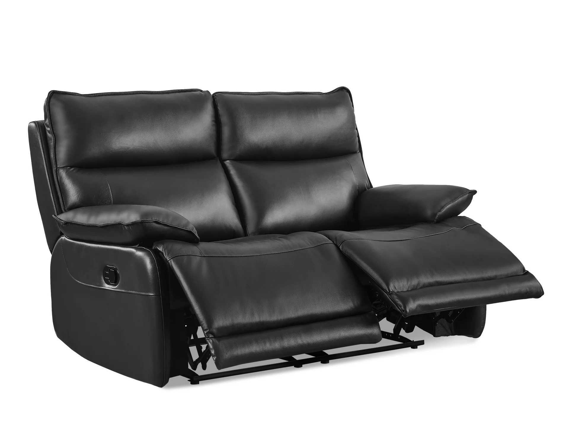 Wellsford Manual Leather Recliner Sofa Set - Black - Image 6
