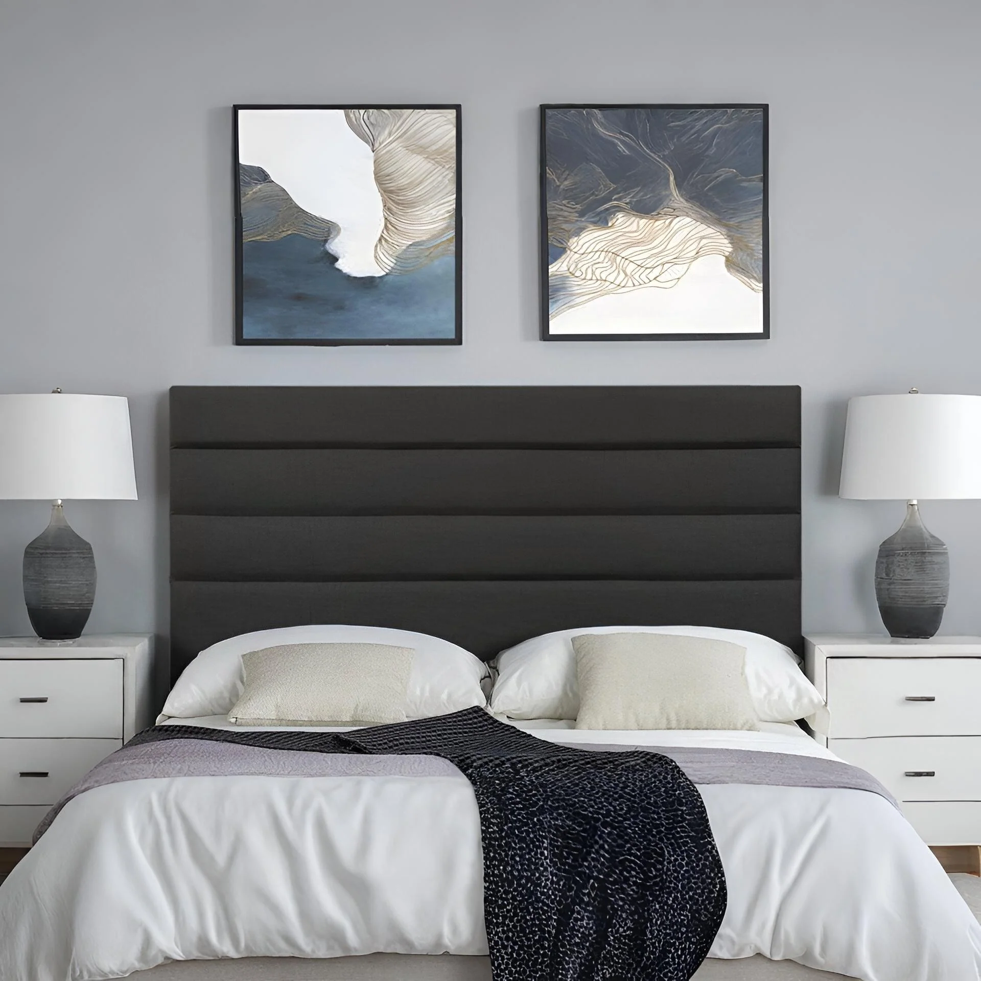 WENDY Upholstered Headboard California King - BLACK - Image 4